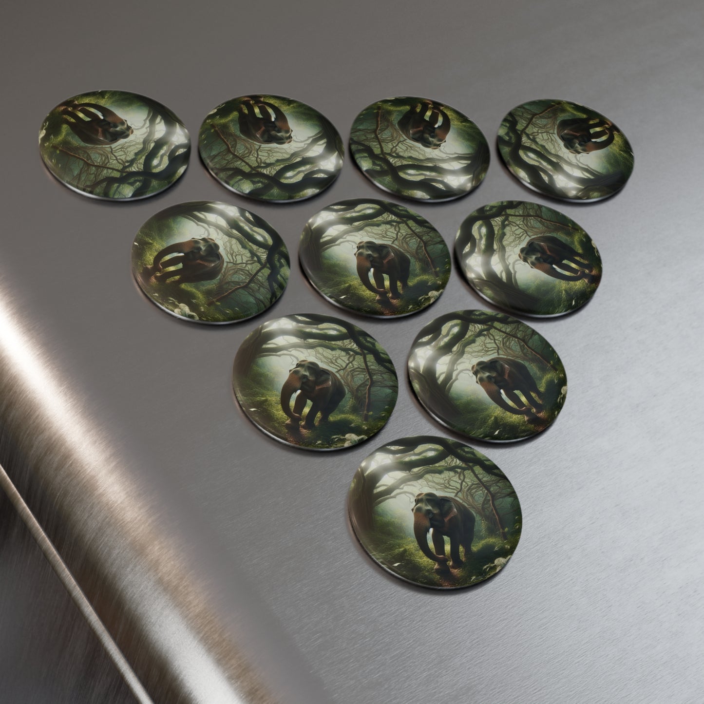 Nature-Inspired Elephant Button Magnets | Eco-Friendly Round Magnets (1 & 10 pcs)