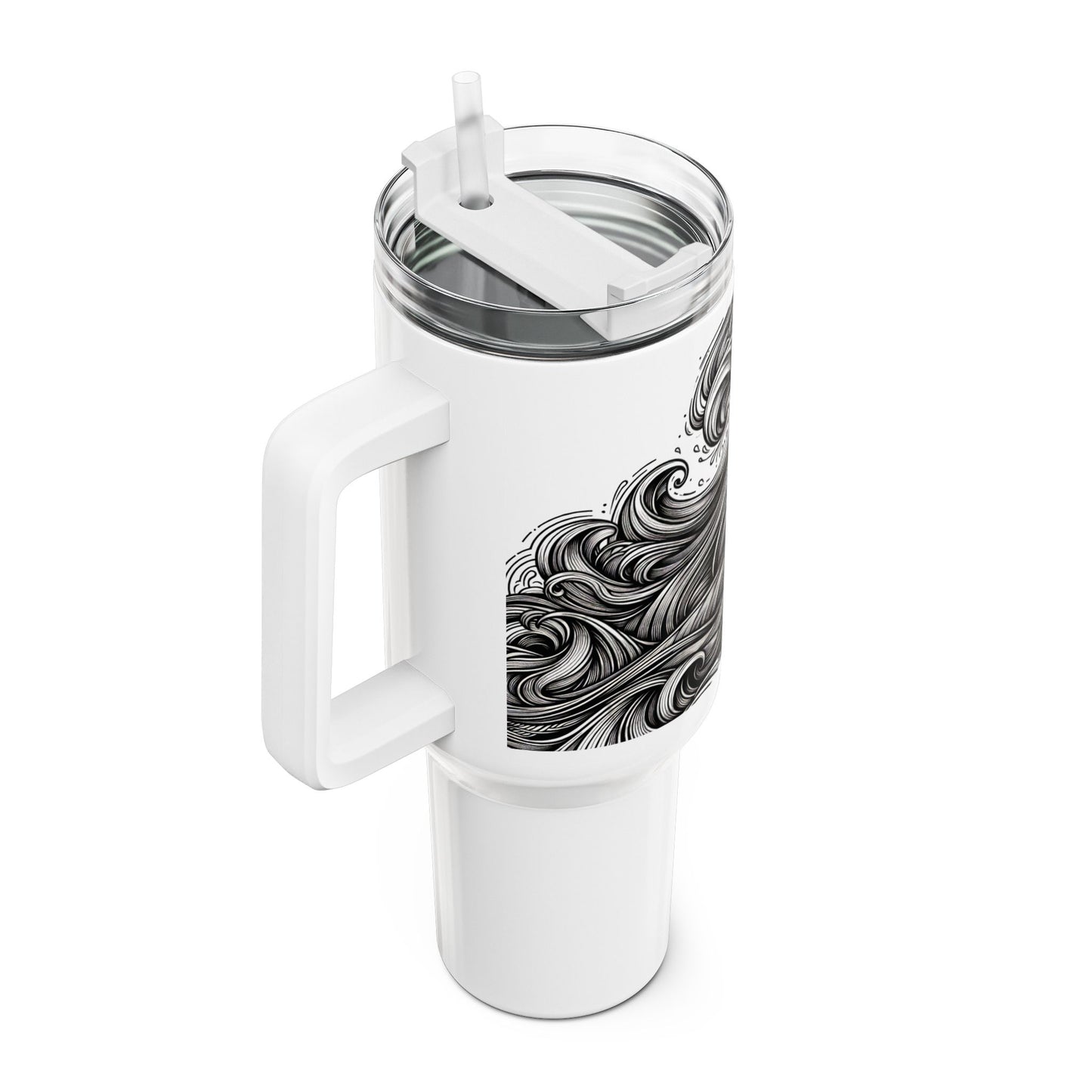 40oz Tumbler - Monochrome Energy Wave Design