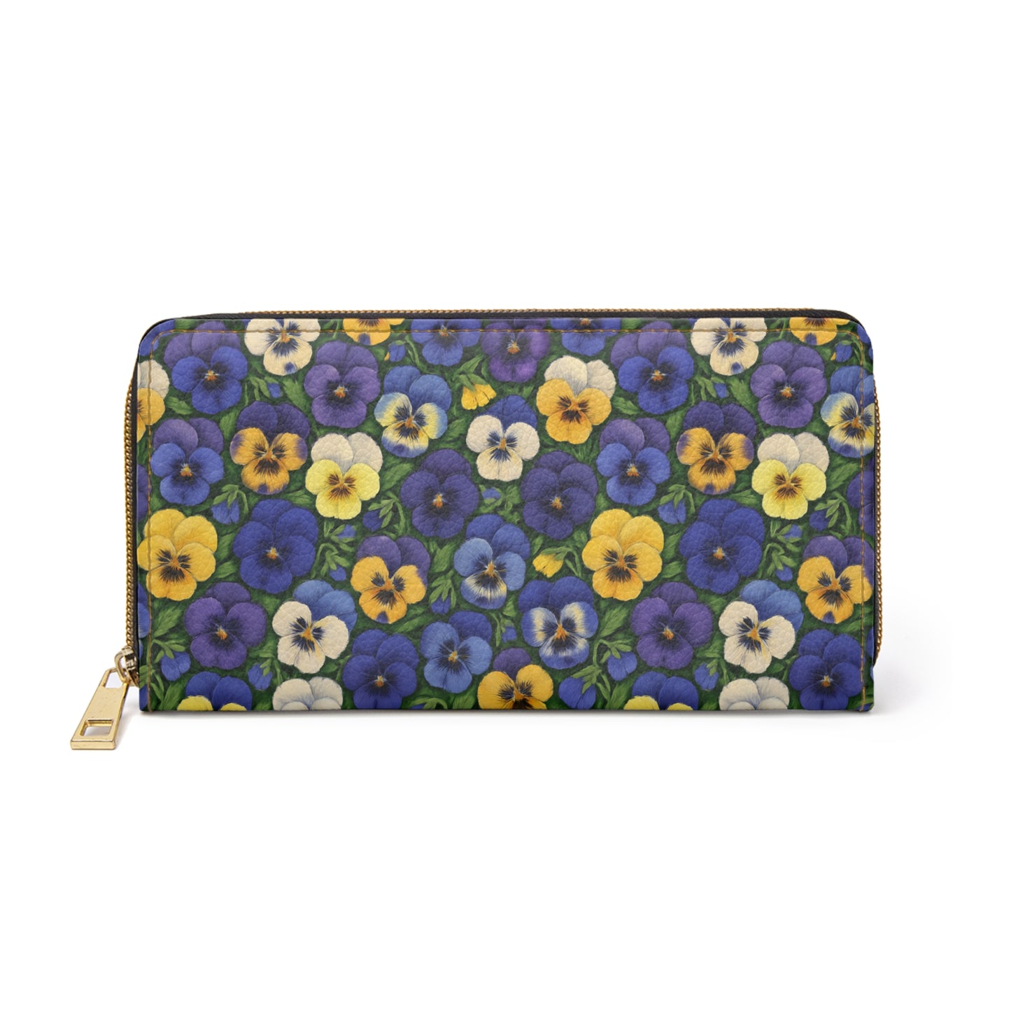 Zipper Wallet - Pansy Pattern, Cute Money Organizer, Spring Flowers