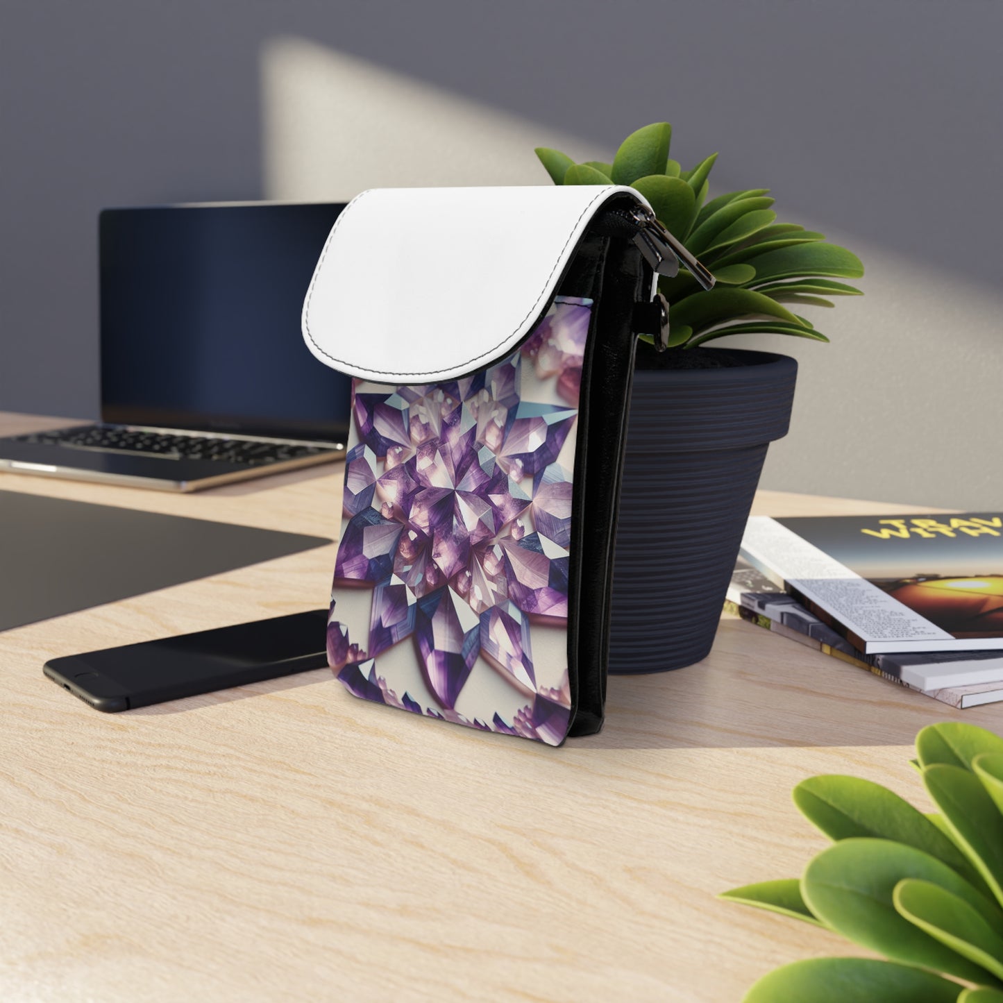 Phone Wallet - Amethyst Crystal Pattern