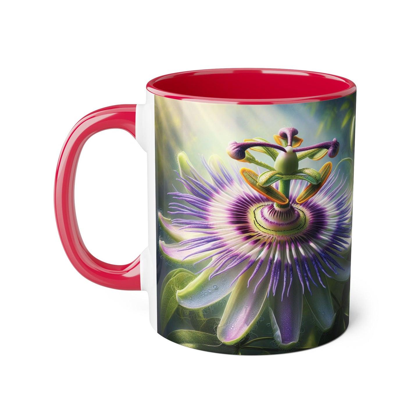 Passionflower Accent Mug, Floral Coffee Cup, Botanical Tea Mug, Nature Lover Gift, Mother's Day Gift, Gardening Mug