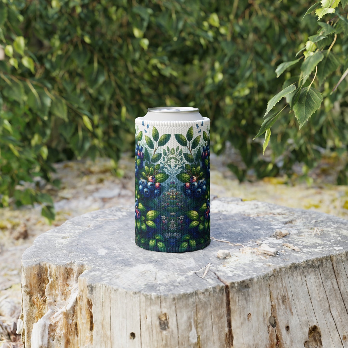 Blueberry Stubbie Cooler, Beverage Insulator, Can Holder, Drink Sleeve, Summer BBQ Gift, Picnic Accessory