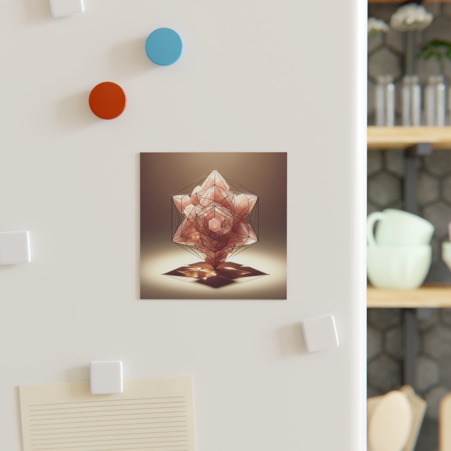 Square Magnet - Geometric Rose Quartz Design