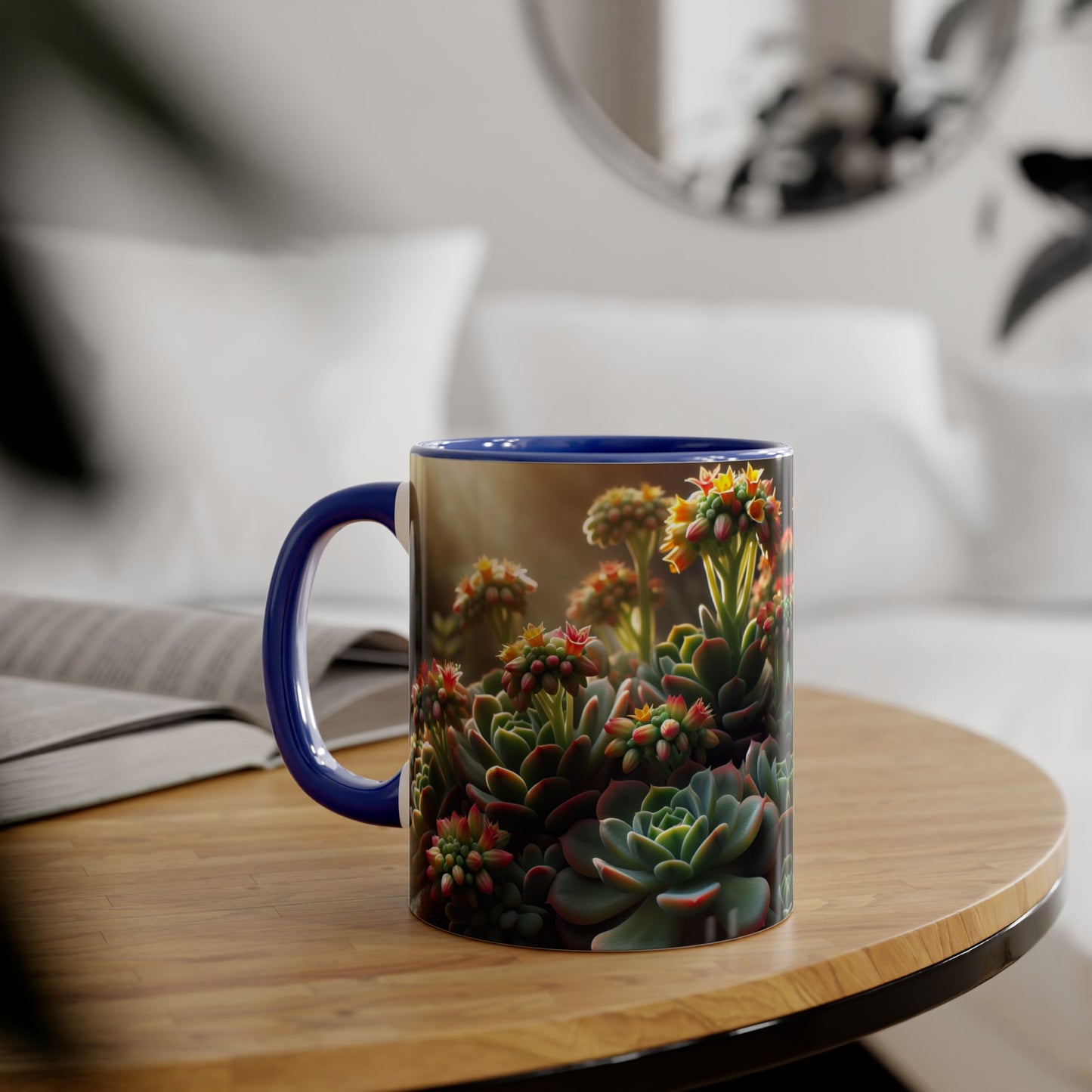 Succulent Mug, Echeveria Plant Coffee Cup, Gardening Gift, Botanical Tea Mug, Plant Lover Present, Cactus Ceramic Mug