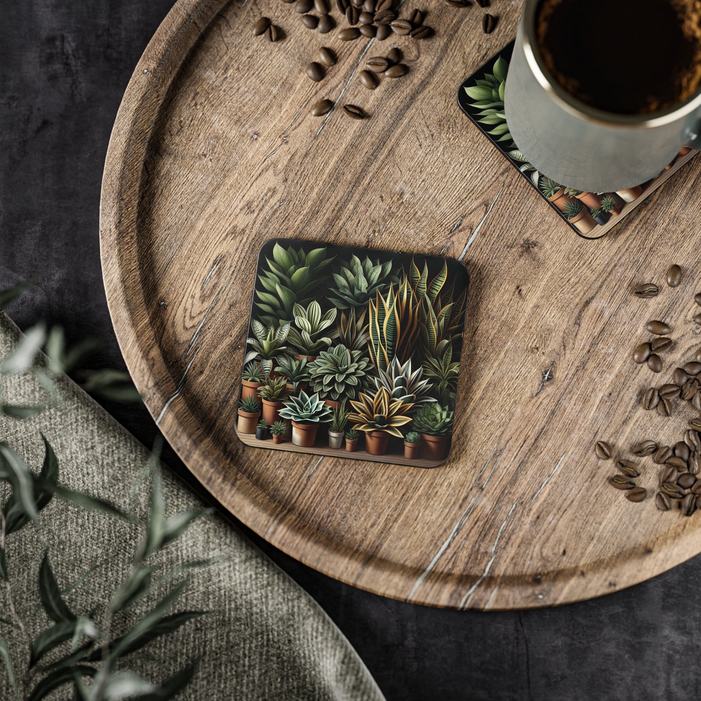 Snake Plant Family Coasters, Plant Lover Gift, Botanical Coasters, Housewarming Gift, Greenery Decor, Succulent Coasters