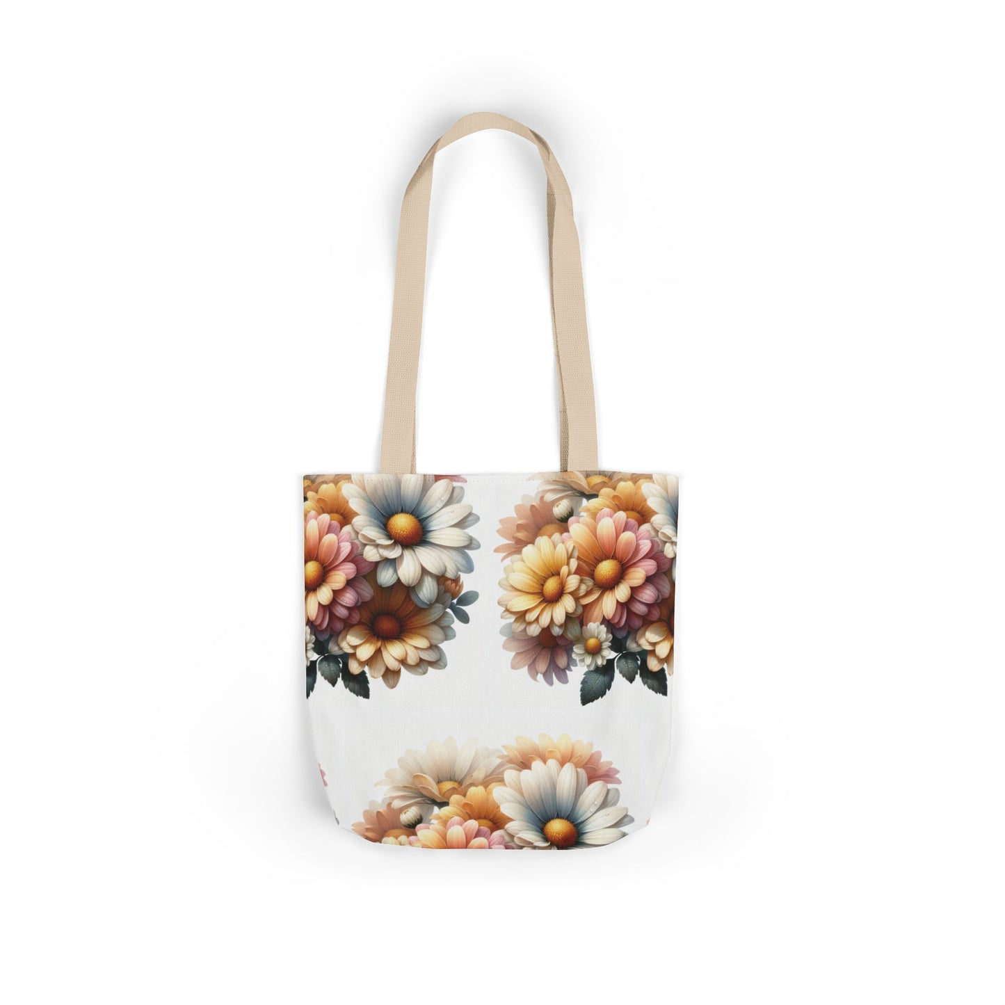 Floral Canvas Tote Bag with 5-Color Straps - Stylish