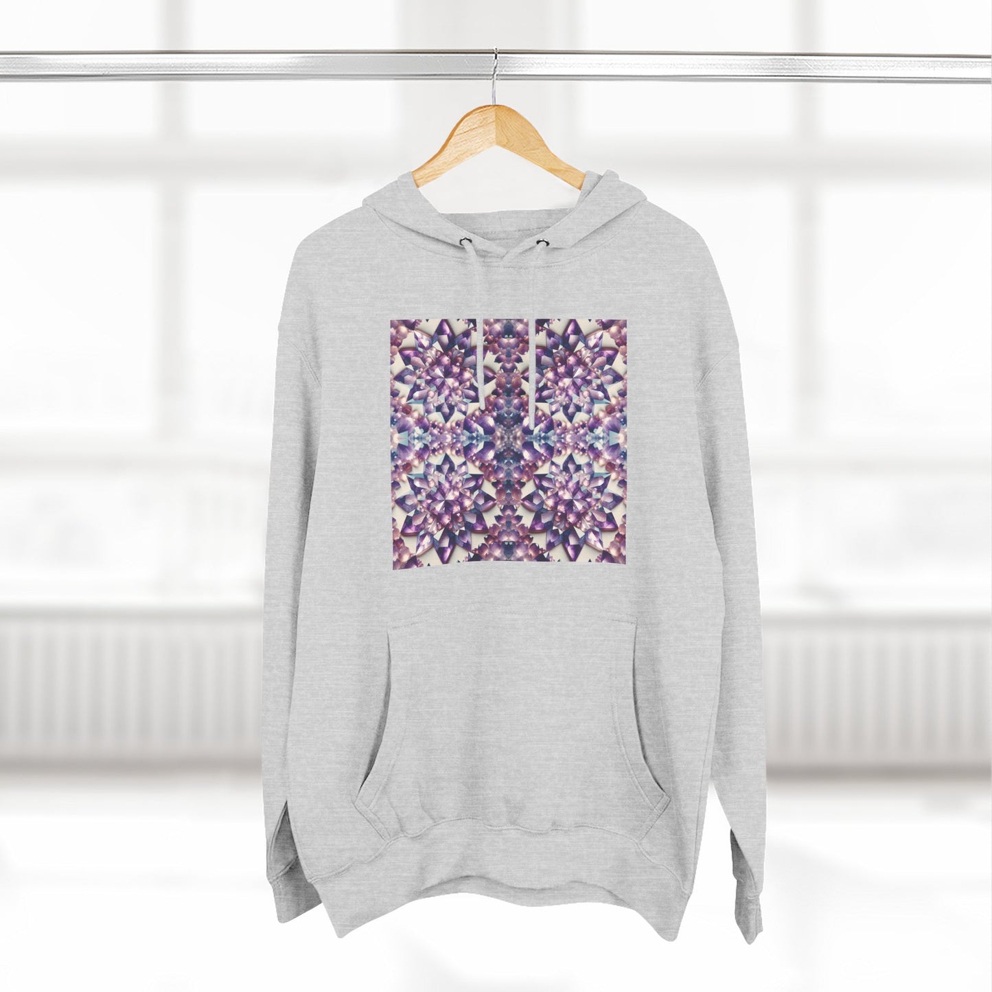 Fleece Hoodie - Amethyst Crystal Floral Design