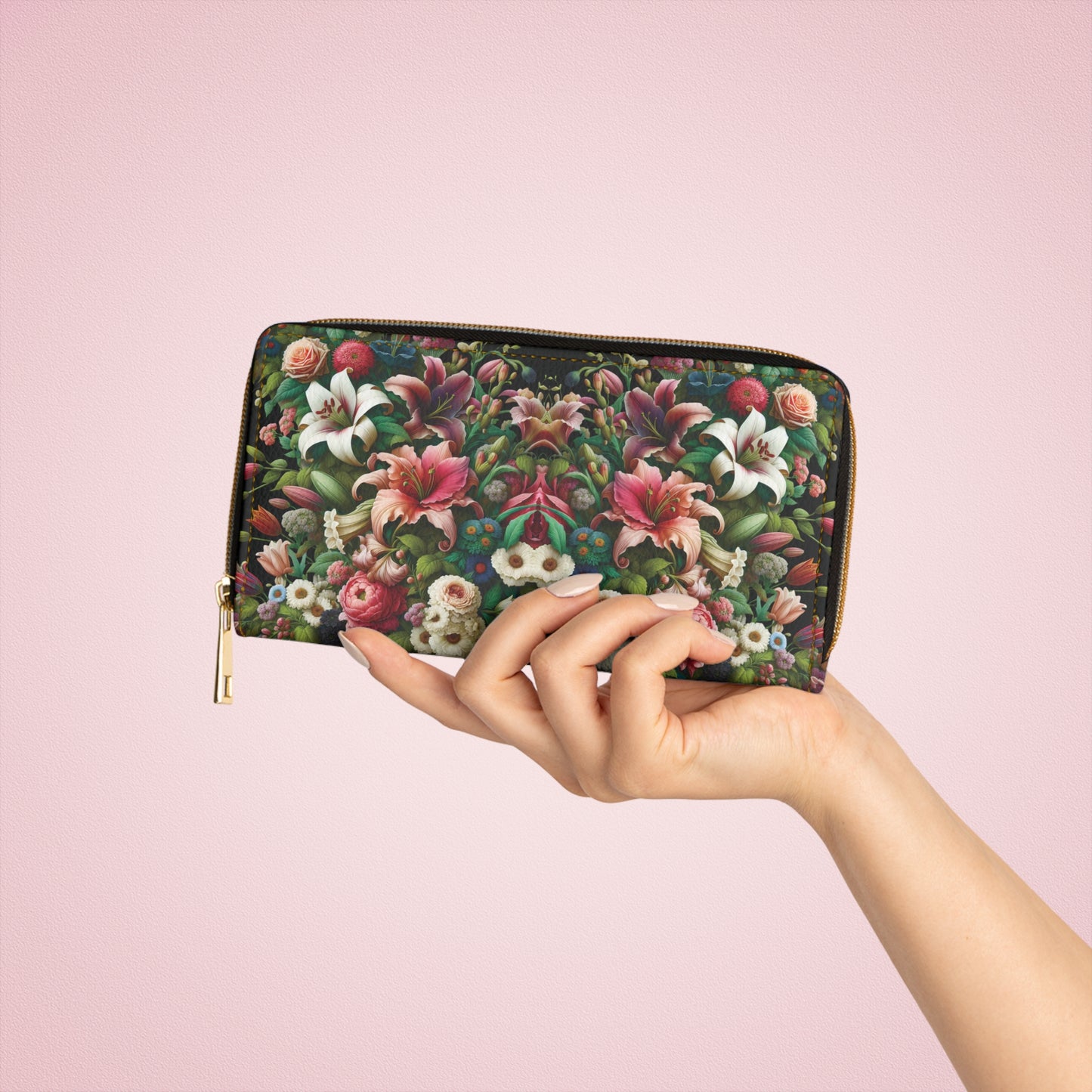 Zipper Wallet with Lily Inspired Design