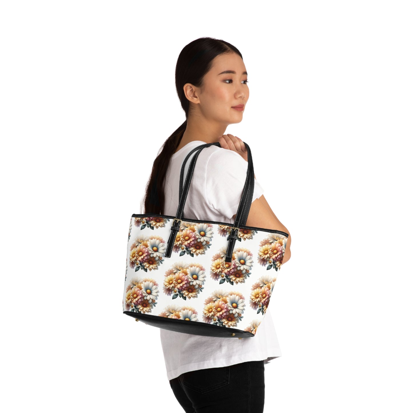 Floral PU Leather Shoulder Bag - Chic Floral Design for Everyday Style