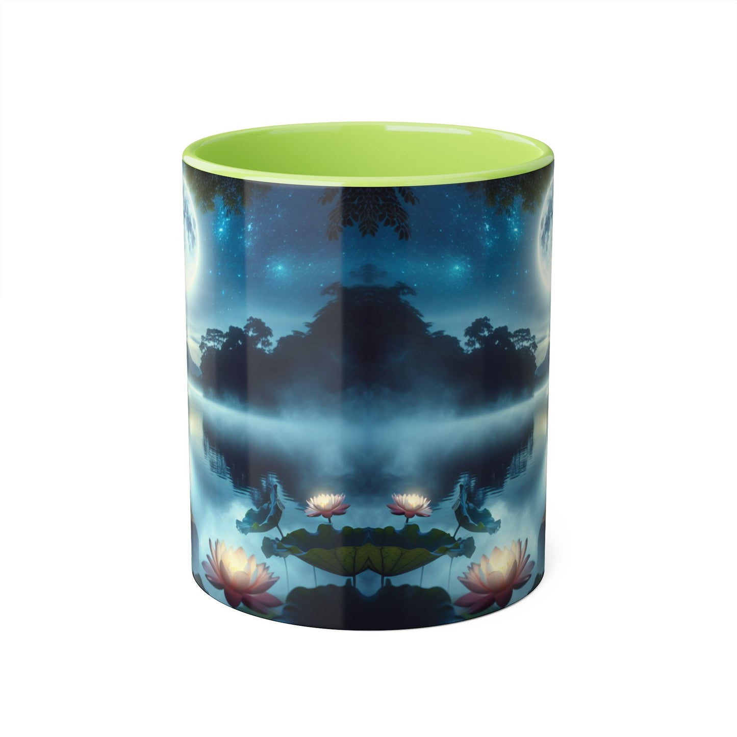Moonlight Serenity Accent Mug, 11oz - Tranquil Ceramic Cup, Celestial Drinkware, Lunar Tea Mug, Night Sky Coffee Cup, Gift for Moon Lover