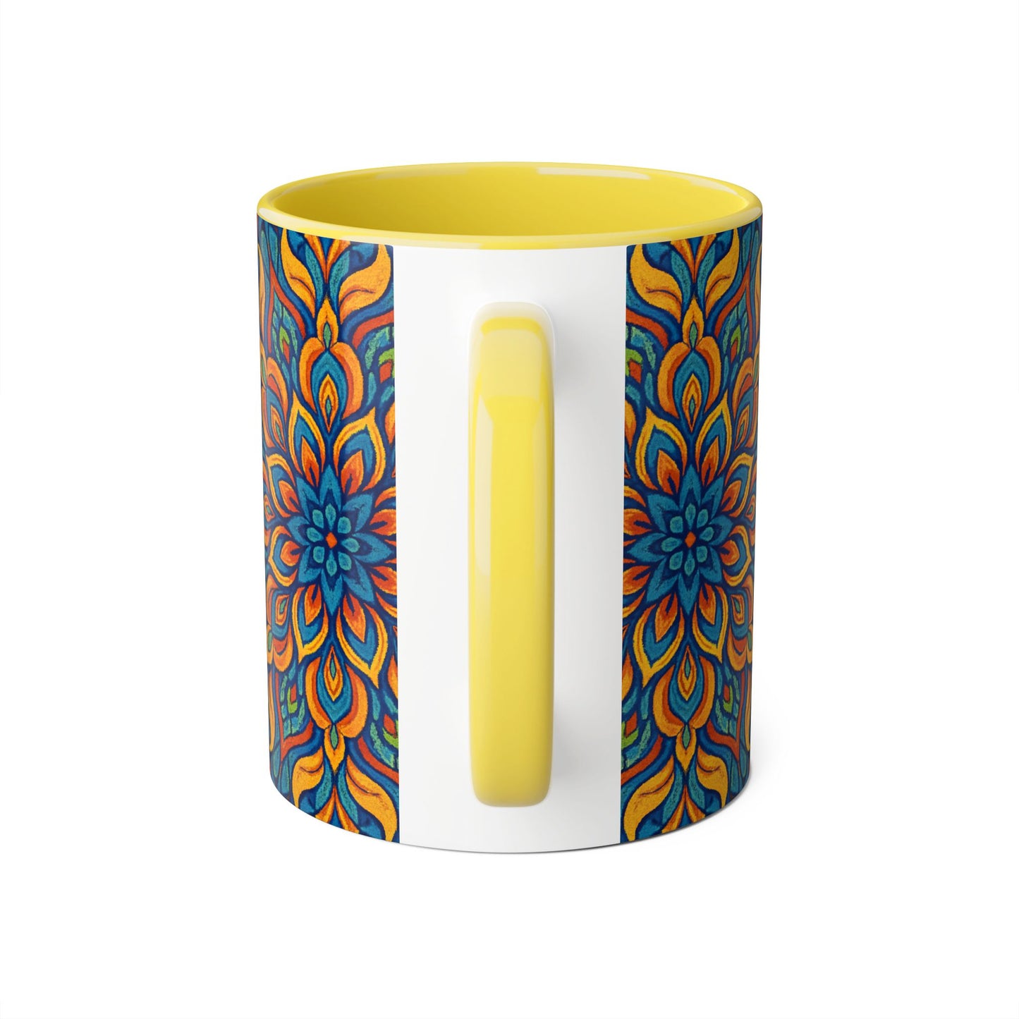 Kaleidoscope Accent Mug, Colorful Ceramic Coffee Cup, Unique Tea Mug, Boho Style Kitchen Decor, Psychedelic Drinkware, Hippie Gift Idea
