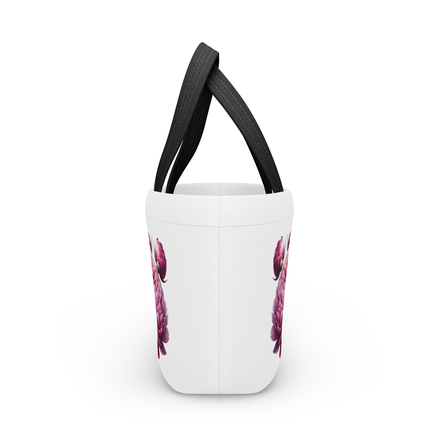 Pink Peonies Lunch Bag, Floral Lunch Tote, Flower Design Insulated Lunch Box, Gift for Her, Reusable Lunch Sack, Mother's Day Present