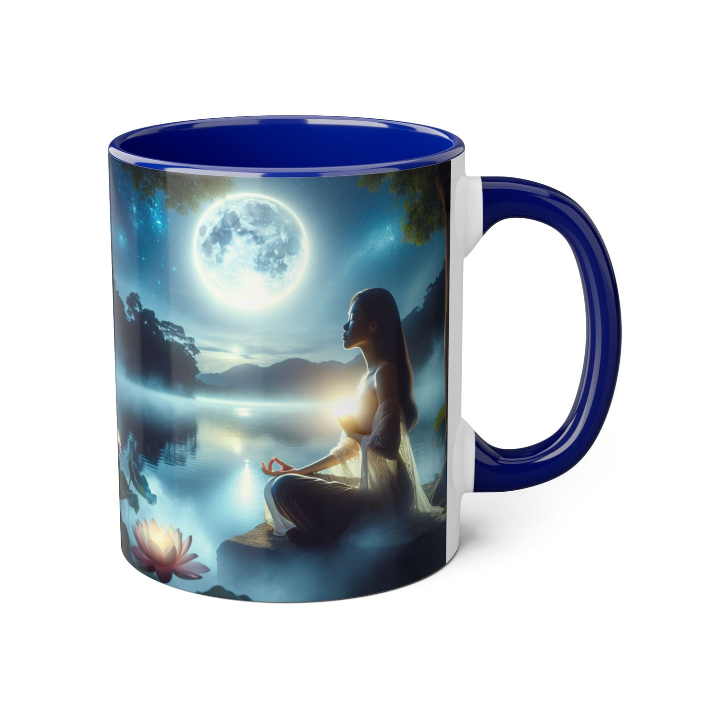 Moonlight Serenity Accent Mug, 11oz - Tranquil Ceramic Cup, Celestial Drinkware, Lunar Tea Mug, Night Sky Coffee Cup, Gift for Moon Lover