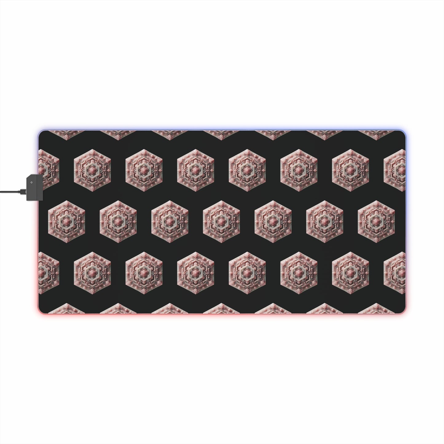 LED Gaming Mouse Pad - Geometric Rose Quartz Design