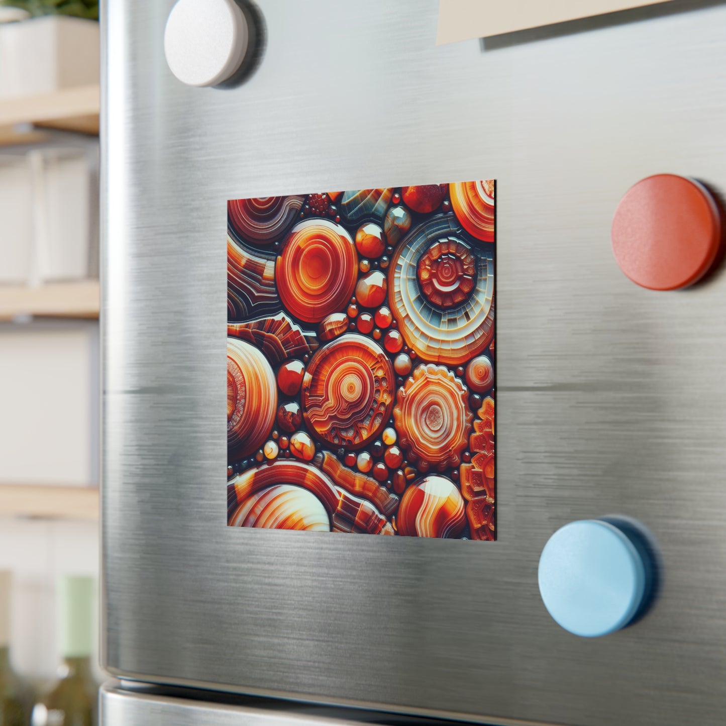 Square Magnet - Carnelian Design