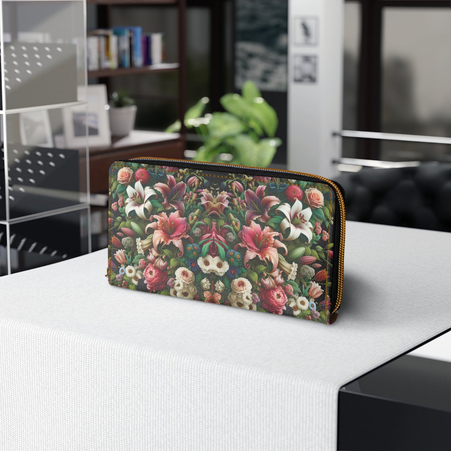 Zipper Wallet with Lily Inspired Design