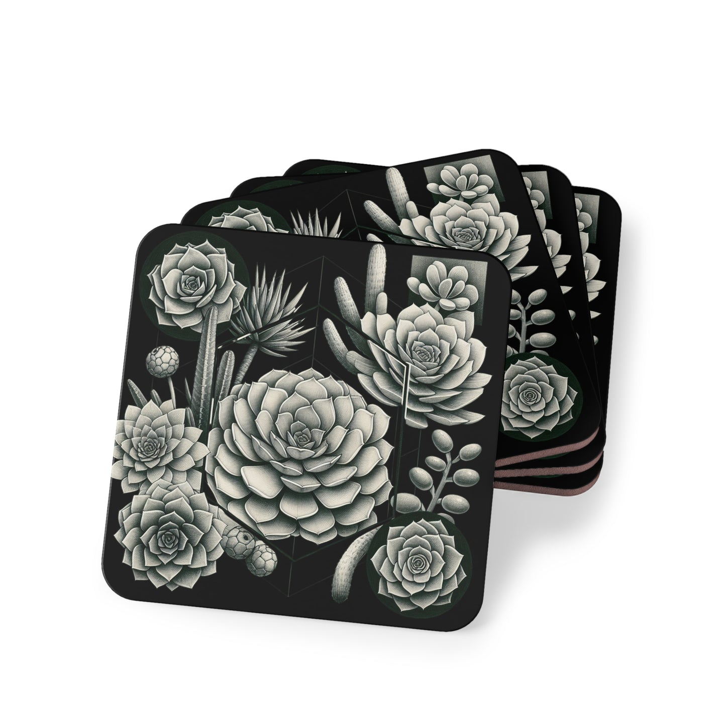 Succulent Coasters, Plant Lover Gift, Botanical Coasters, Cactus Drink Mats, Desert Vibes Decor, Gardening Coasters