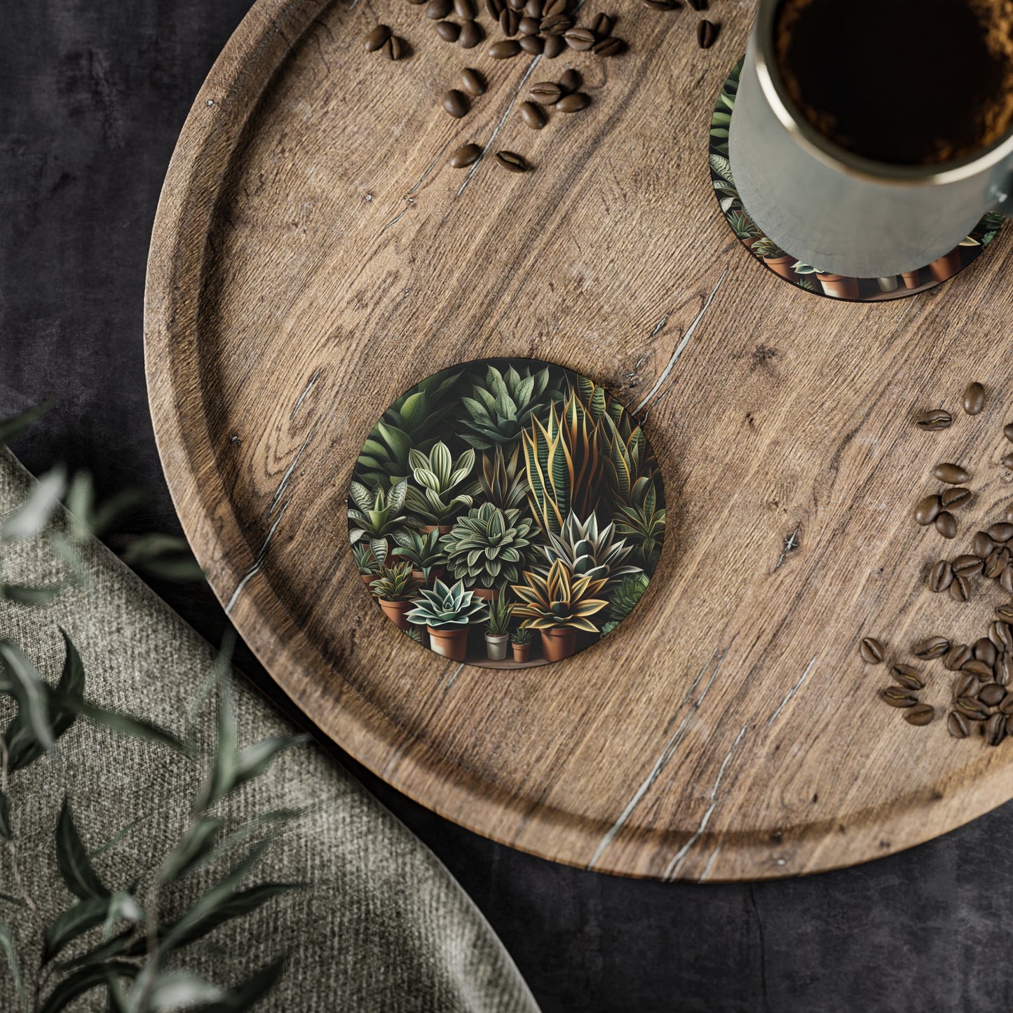 Snake Plant Family Coasters, Plant Lover Gift, Botanical Coasters, Housewarming Gift, Greenery Decor, Succulent Coasters
