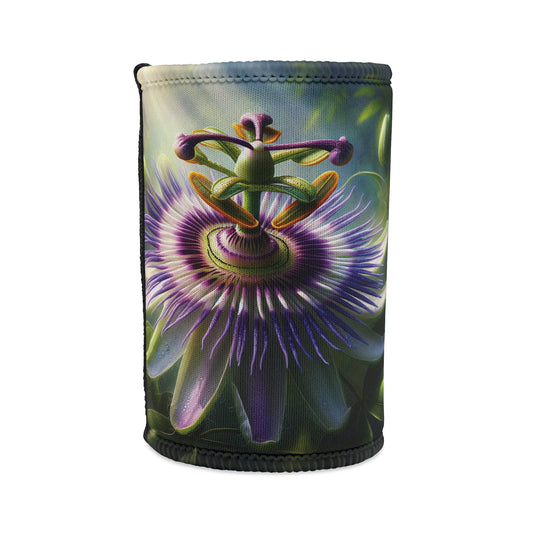 Stubby Cooler - Passionflower Bloom Lovers, Drink Sleeve, Beverage Cooler, Beer Cover, Flower Pattern Cozy, Floral
