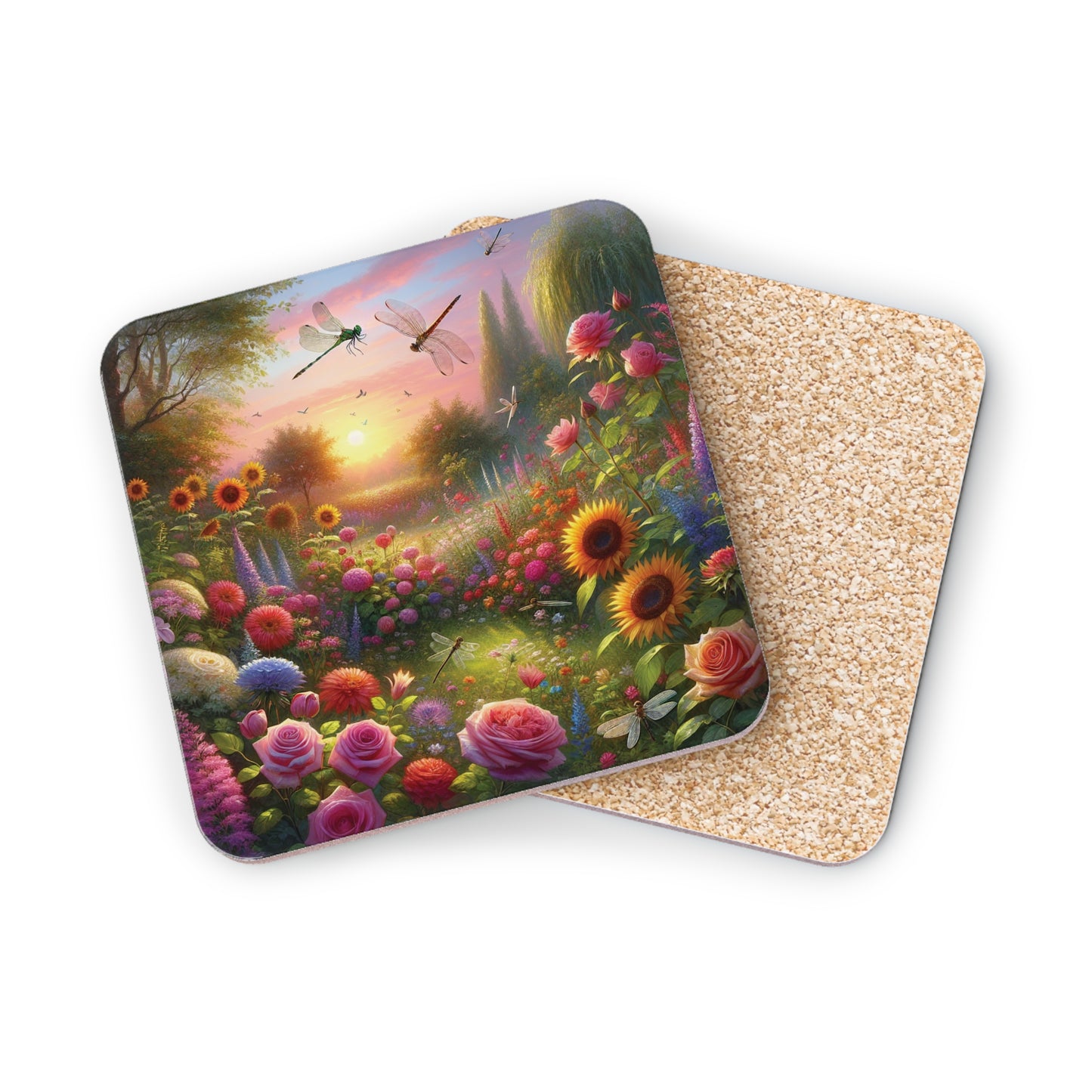 Sunset Garden Coasters, Drink Coasters, Floral Decor, Home Bar Accessories, Housewarming Gift, Nature Lover Decor
