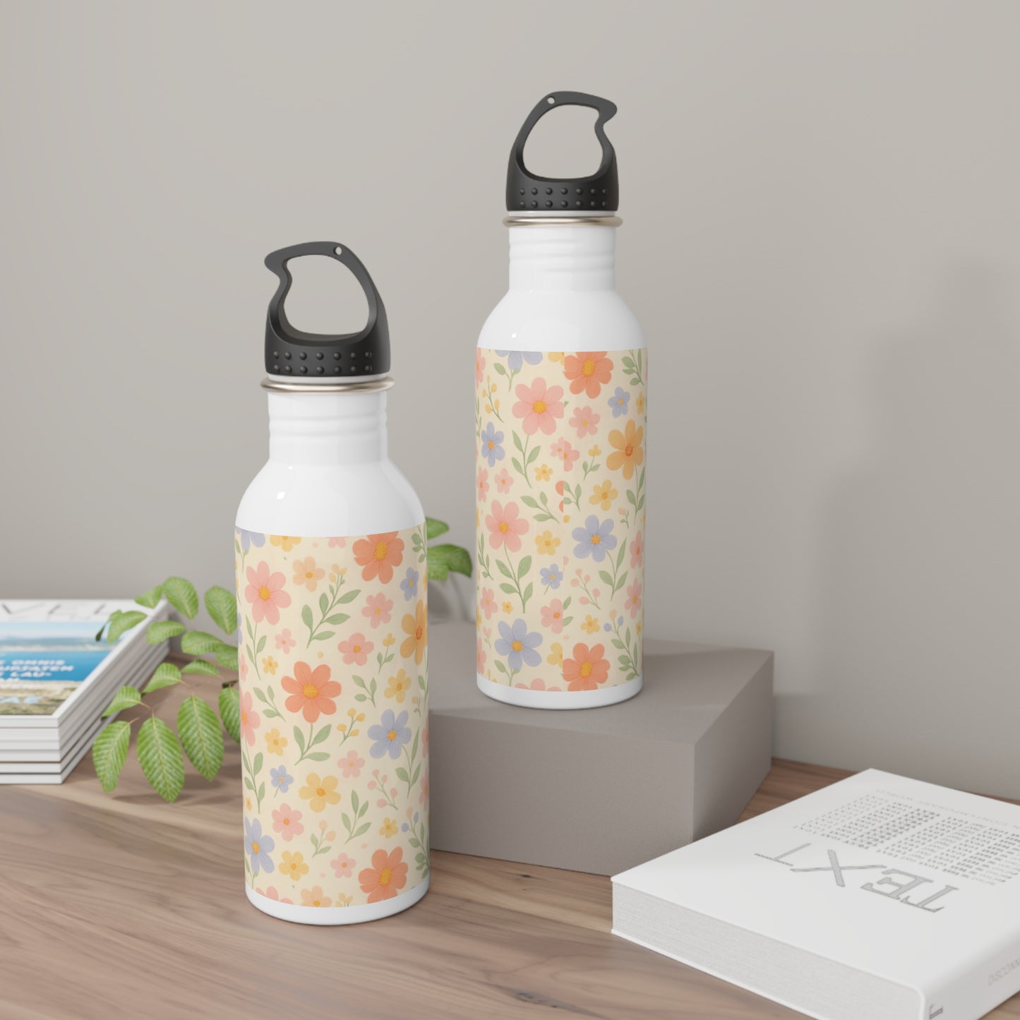 Stainless Steel Water Bottle - Dainty Floral Design, Flower Pattern Travel Flask, Cute Insulated Drinkware, Eco-Friendly Reusable Canteen,