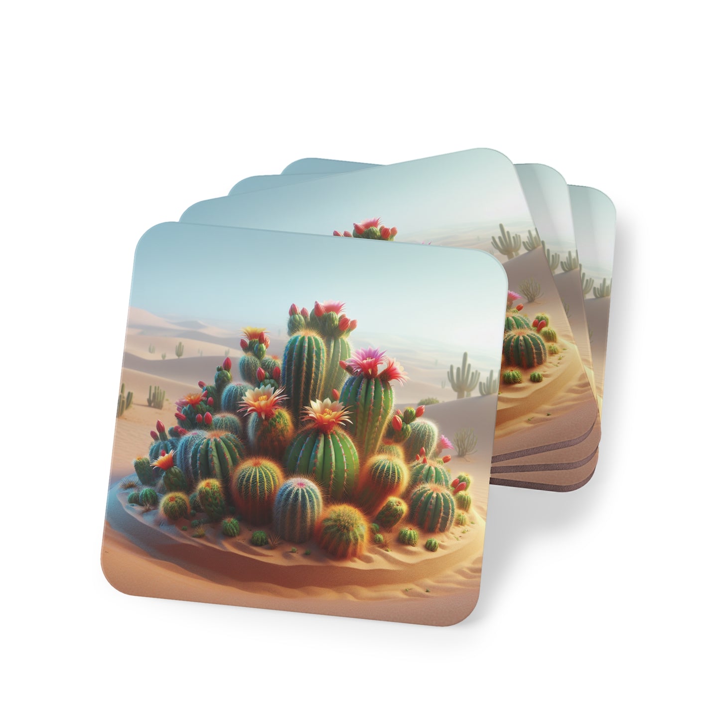 Cactus Coasters, Southwest Desert Plant Drink Holders, Succulent Home Decor, Set of 4 Ceramic Tiles, Holiday Housewarming Gift, Kitchen
