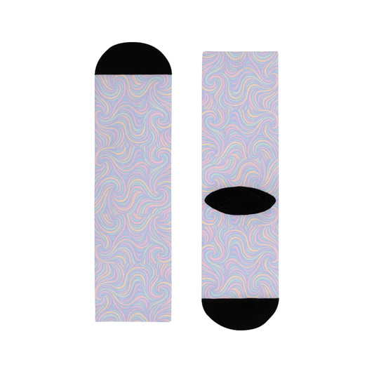 Colorful Swirl Crew Socks - Funky Design for Comfort, Gift for Him/Her, Festival Vibe, Rainbow Accessories, Unique Style