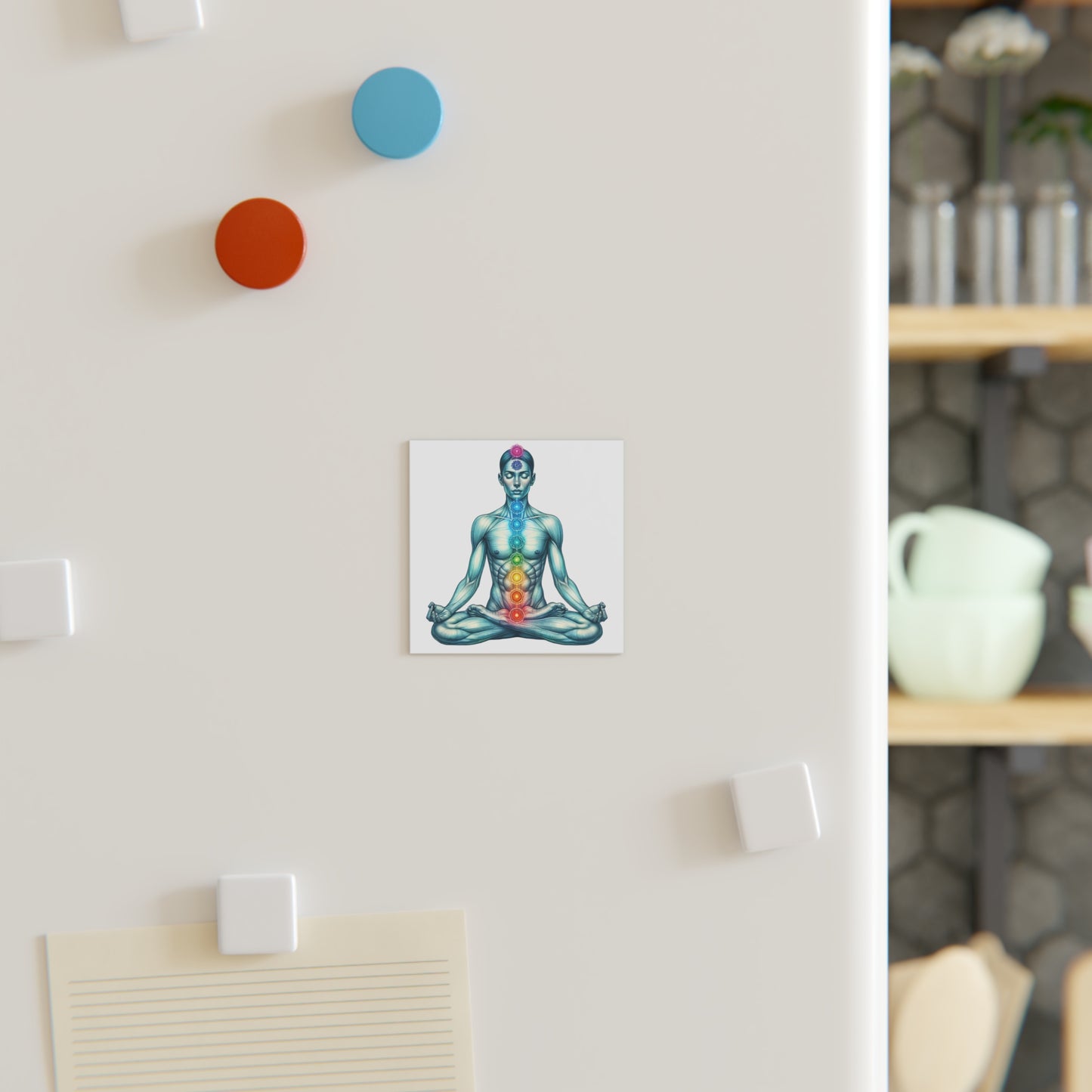 Meditation Square Magnet - Zen Vibe, Mindfulness Gift, Relaxation Decor, Yoga Lover Present, Spiritual Fridge Magnet