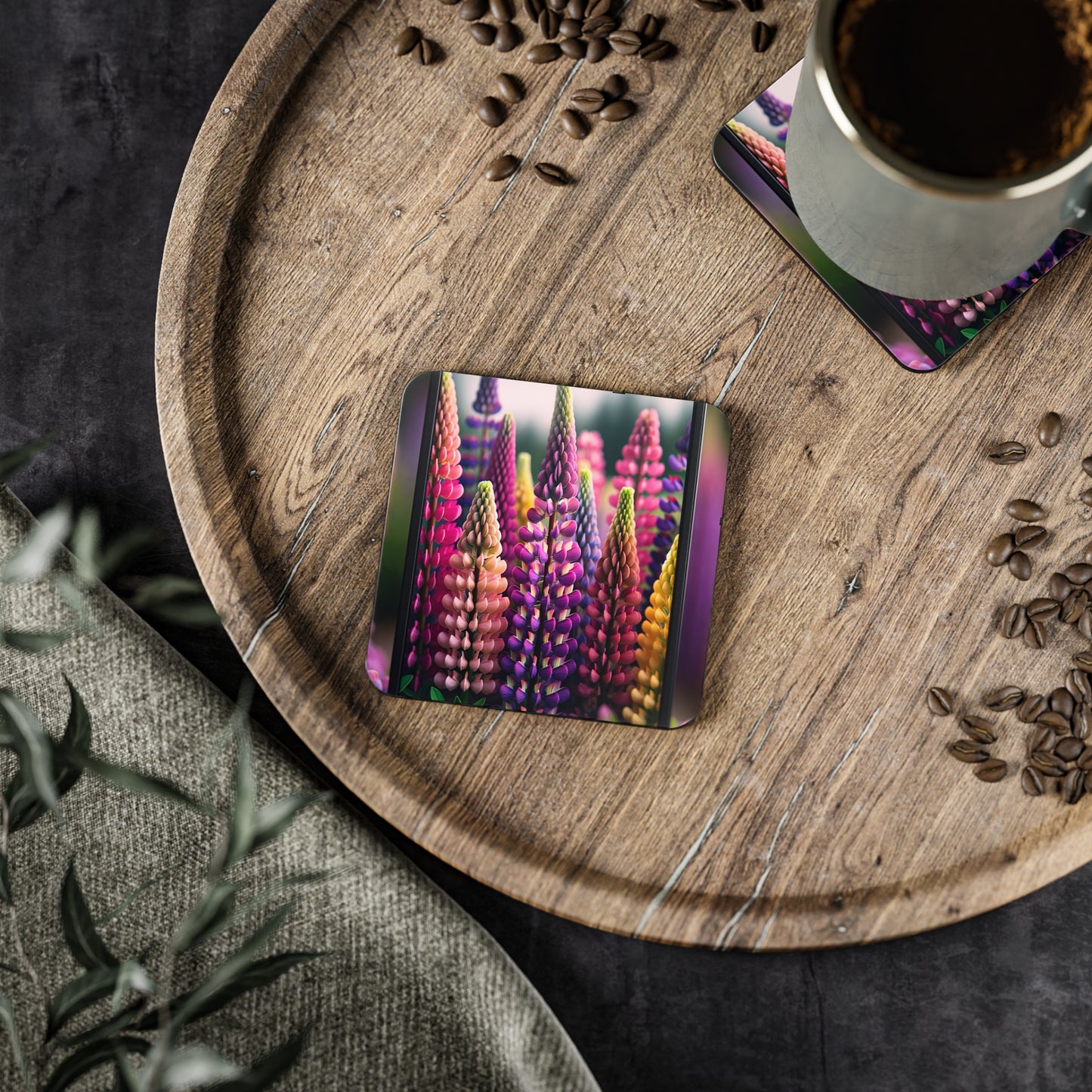 Lupins Coasters, Floral Drink Mats, Botanical Home Decor, Nature Inspired Table Coasters, Kitchen Accessories