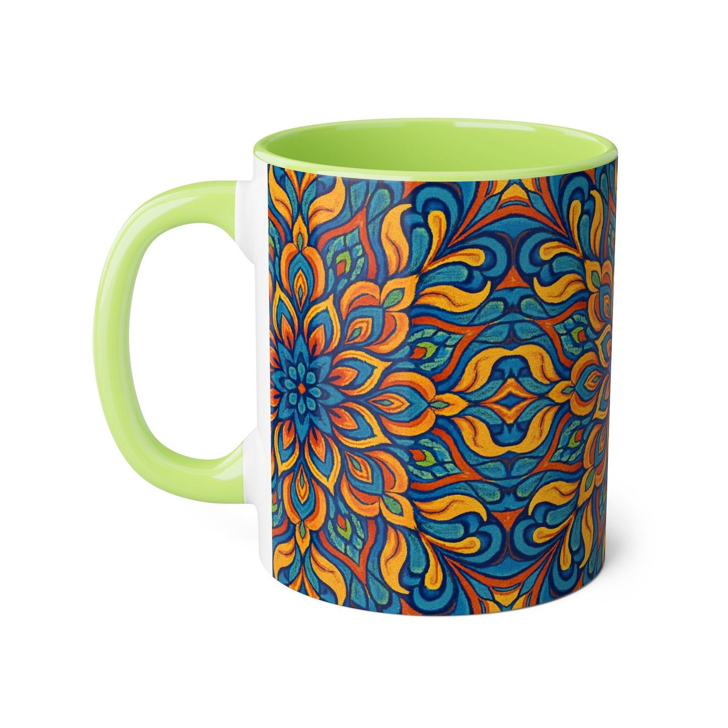 Kaleidoscope Accent Mug, Colorful Ceramic Coffee Cup, Unique Tea Mug, Boho Style Kitchen Decor, Psychedelic Drinkware, Hippie Gift Idea