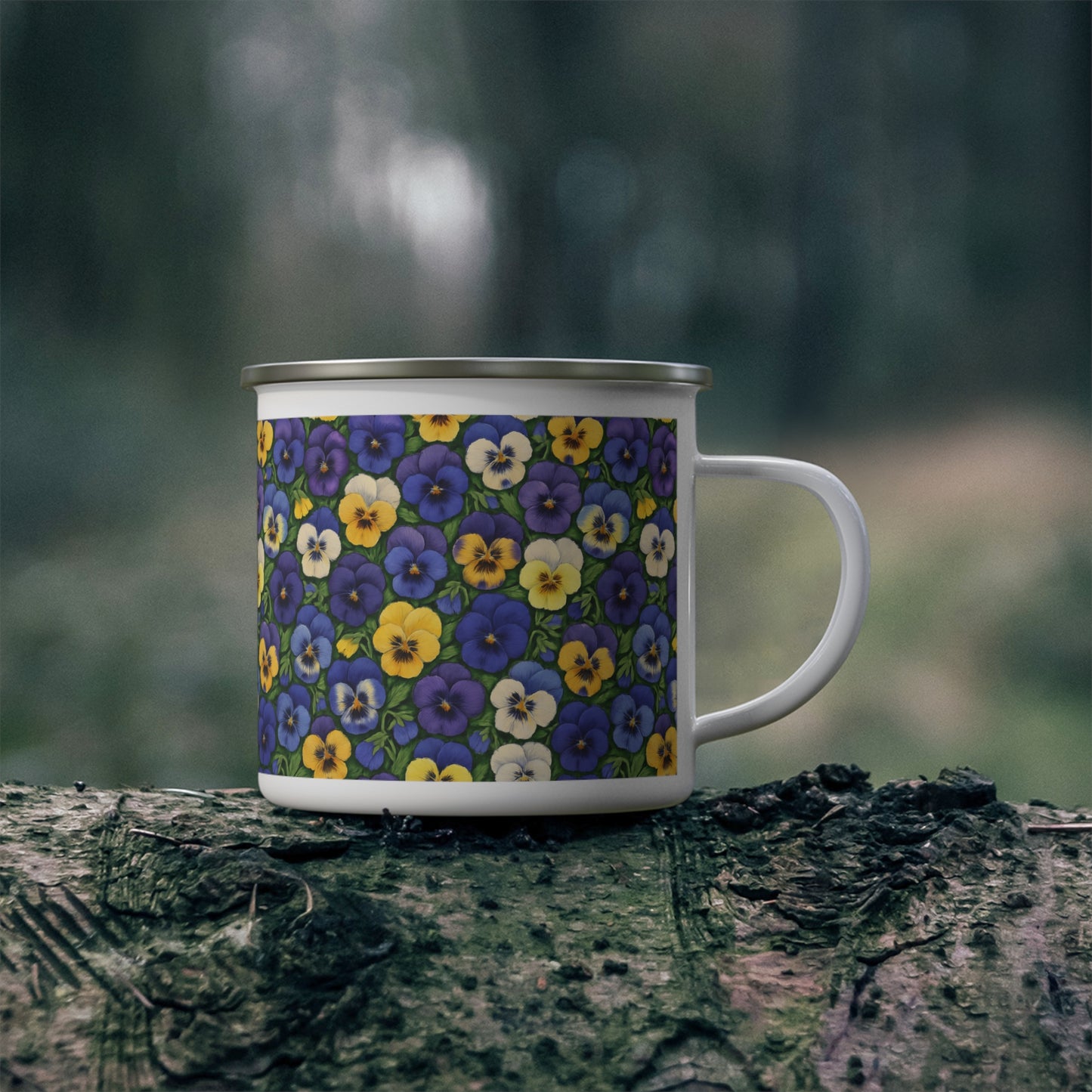 Camping Mug - Vibrant Pansy Design
