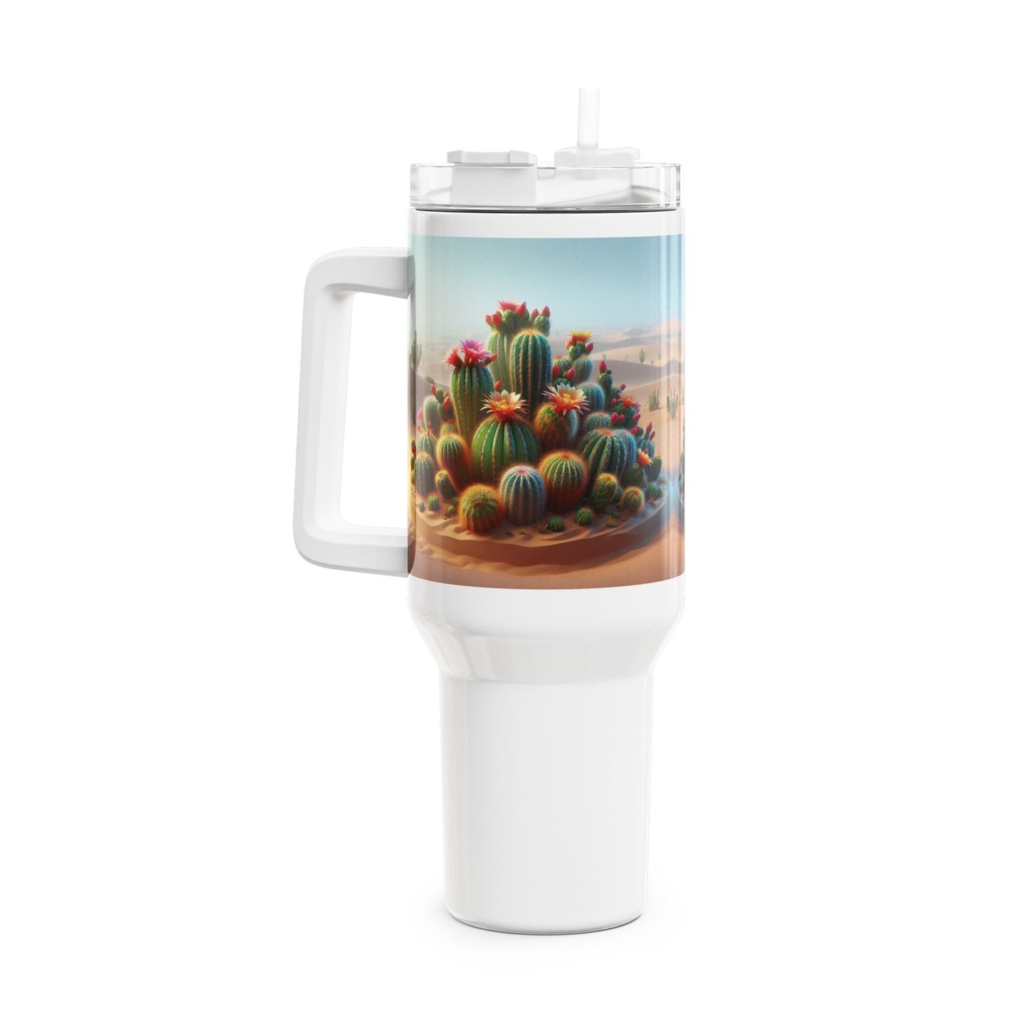 Cactus Tumbler, Desert Succulent Cup, Southwest Botanical Travel Mug, Boho 40oz Thermos, Plant Lover Gift, Nature Lover, Gardening