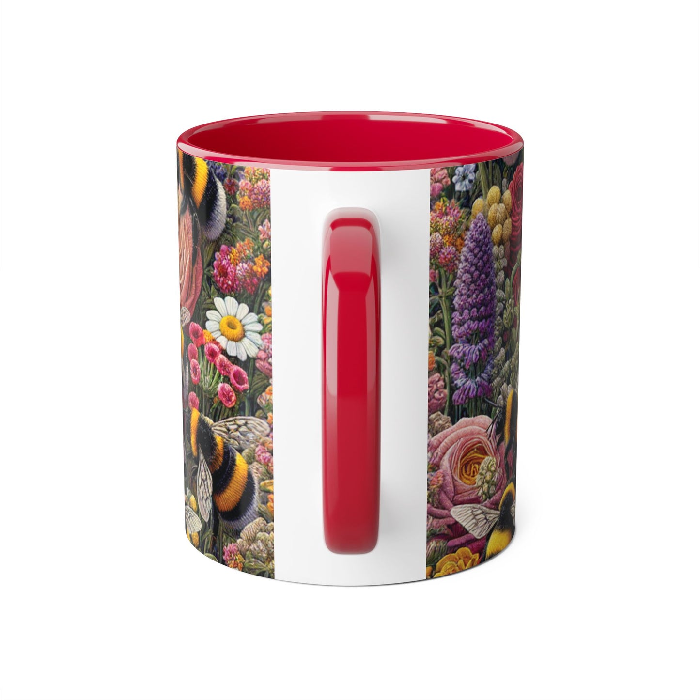 Bee-Inspired Floral Accent Mug | Nature Lover Gift, Botanical Coffee Mug, Bee Art Mug, Animal Lover Cup, Garden Mug