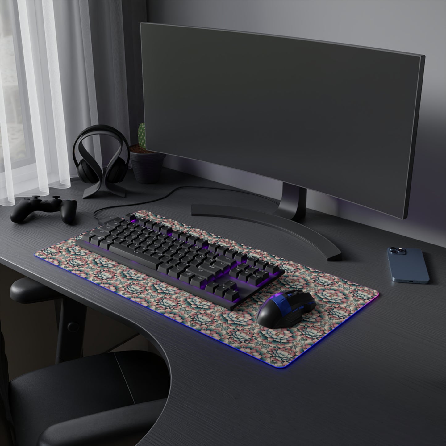 LED Gaming Mouse Pad - Lotus Blossom Design