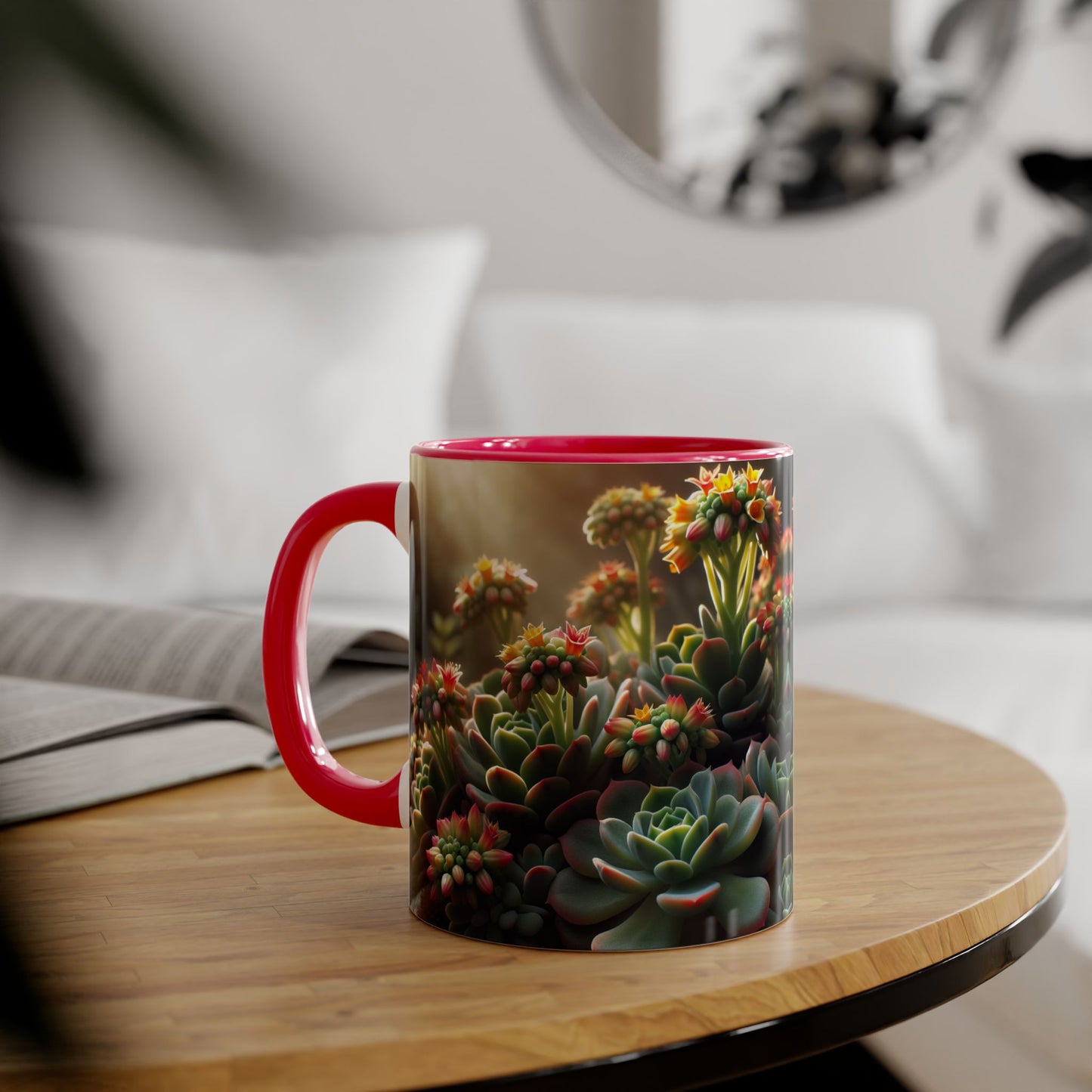 Succulent Mug, Echeveria Plant Coffee Cup, Gardening Gift, Botanical Tea Mug, Plant Lover Present, Cactus Ceramic Mug