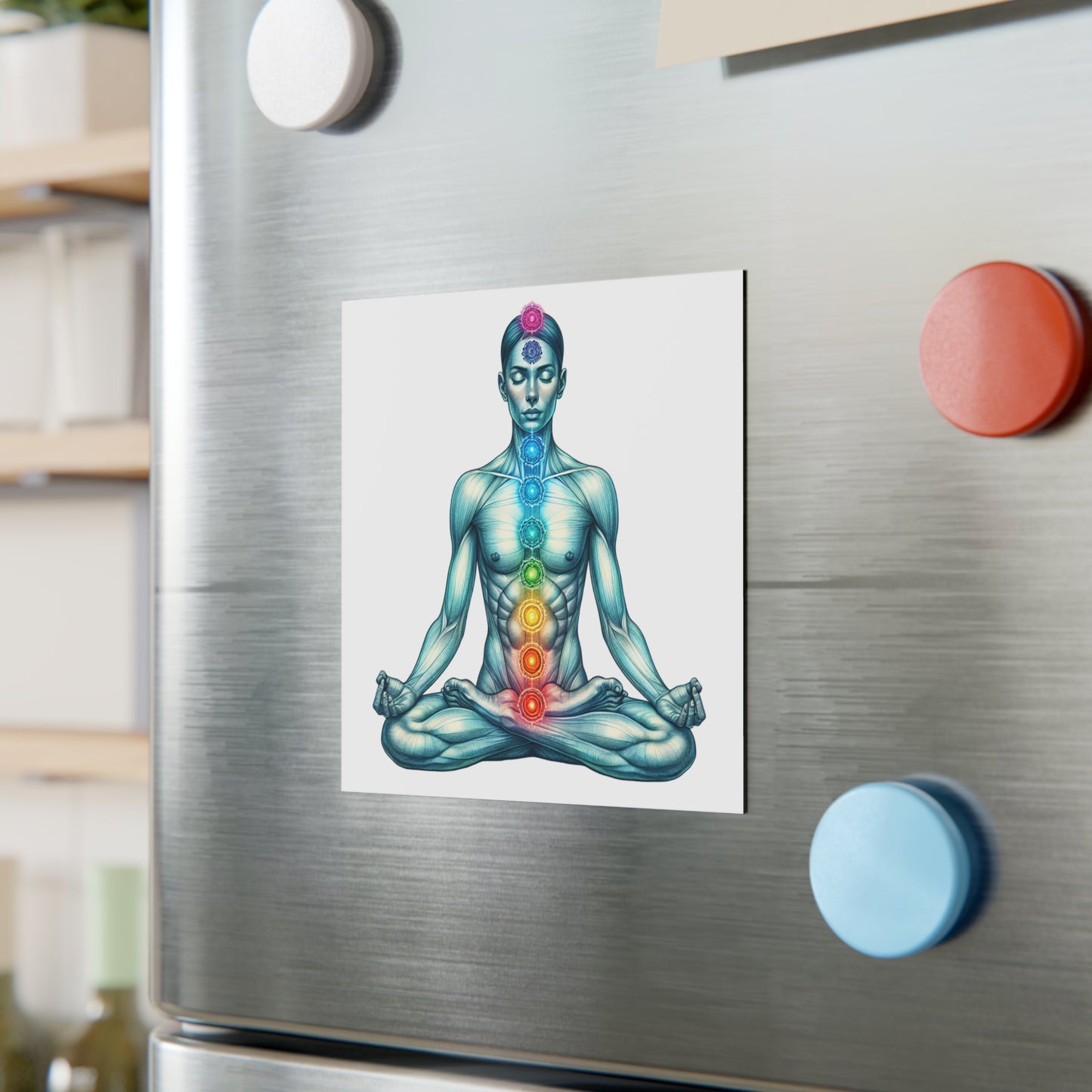 Meditation Square Magnet - Zen Vibe, Mindfulness Gift, Relaxation Decor, Yoga Lover Present, Spiritual Fridge Magnet