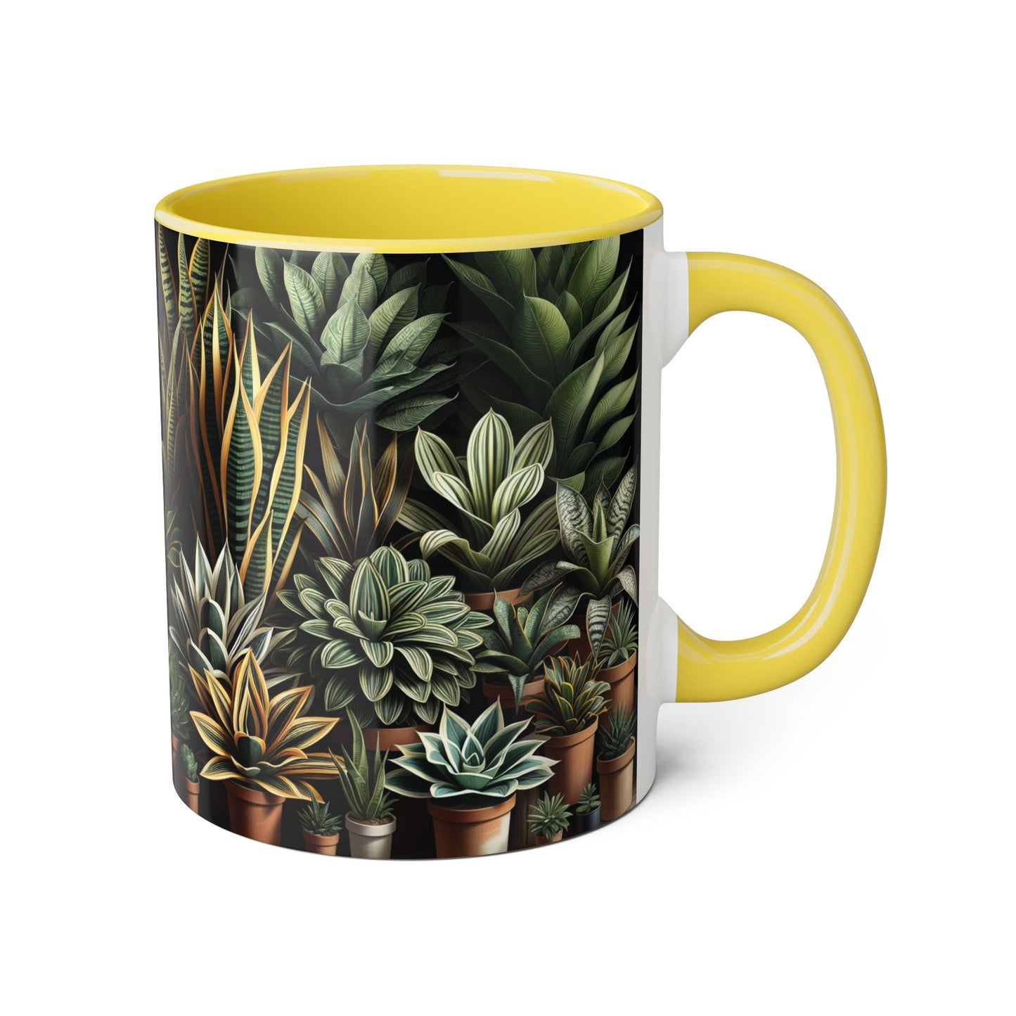 Snake Plant Family Accent Mug, 11oz - Ceramic Tea Cup, Botanical Coffee Mug, Indoor Garden Lover Gift, Green Thumb Kitchen Decor, Plant Lady