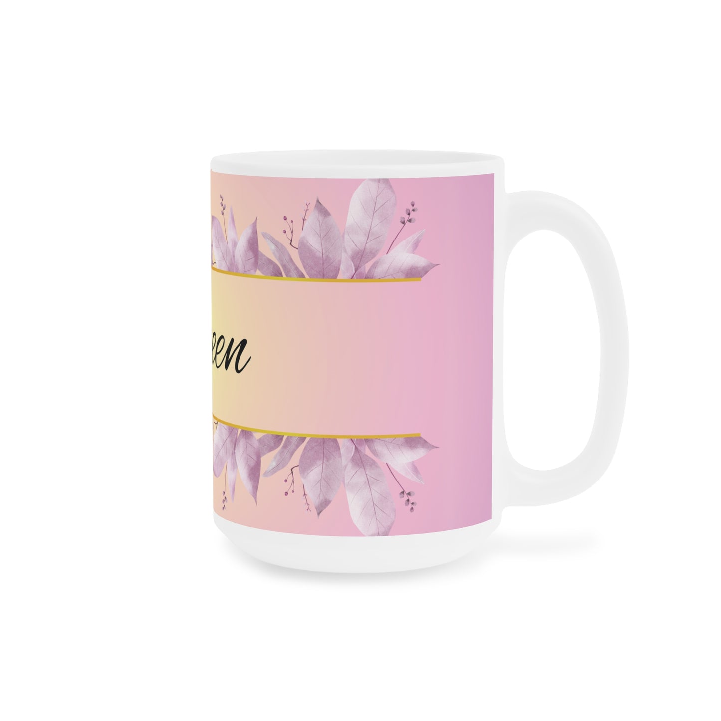 Queen Ceramic Mug - Crown Design, Coffee Cup, Tea Mug, Gift for Her, Feminine Mug, Birthday Present