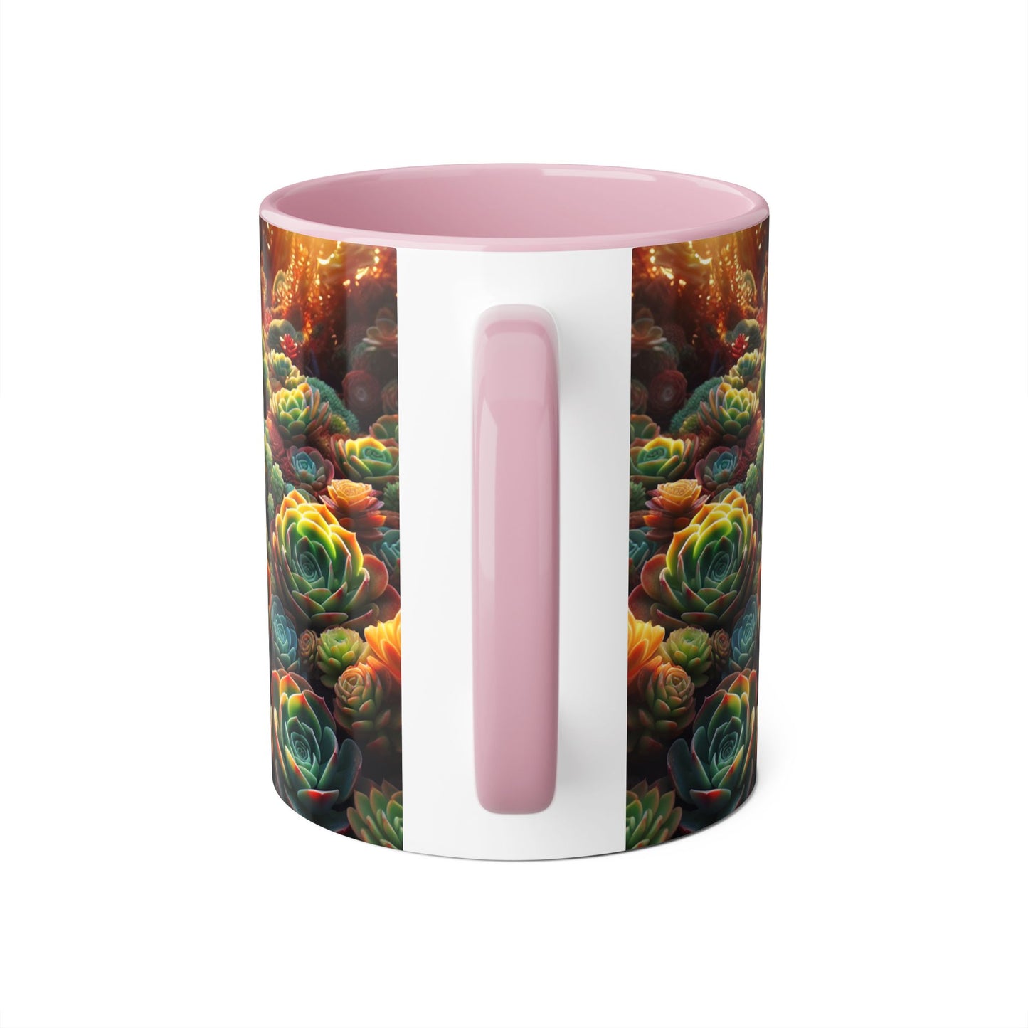 Succulent Family Accent Mug, Unique Botanical Design, Plant Lover Gift, Ceramic Coffee Cup, Cactus Print Tea Mug, Gardening Decor, Cute