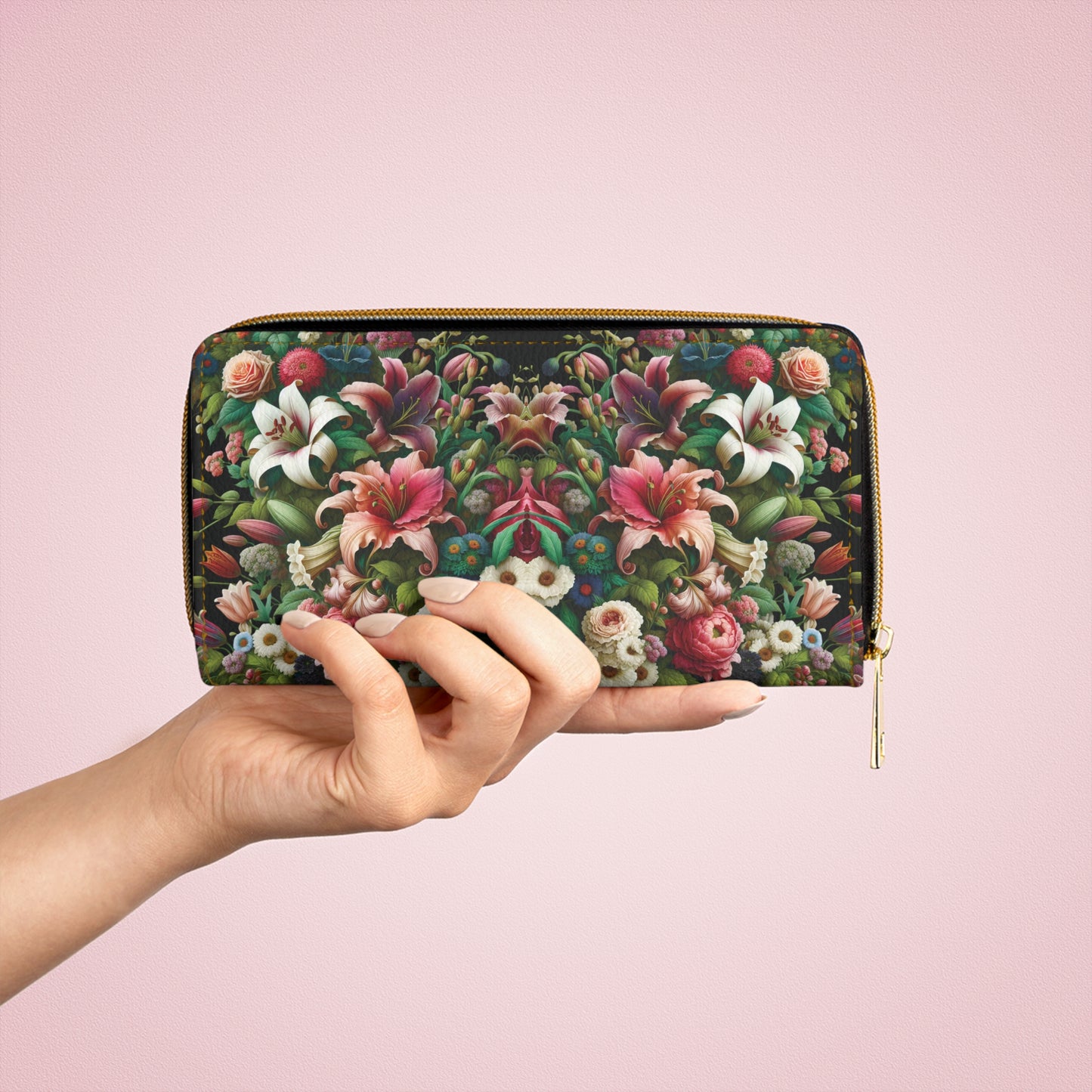 Zipper Wallet with Lily Inspired Design