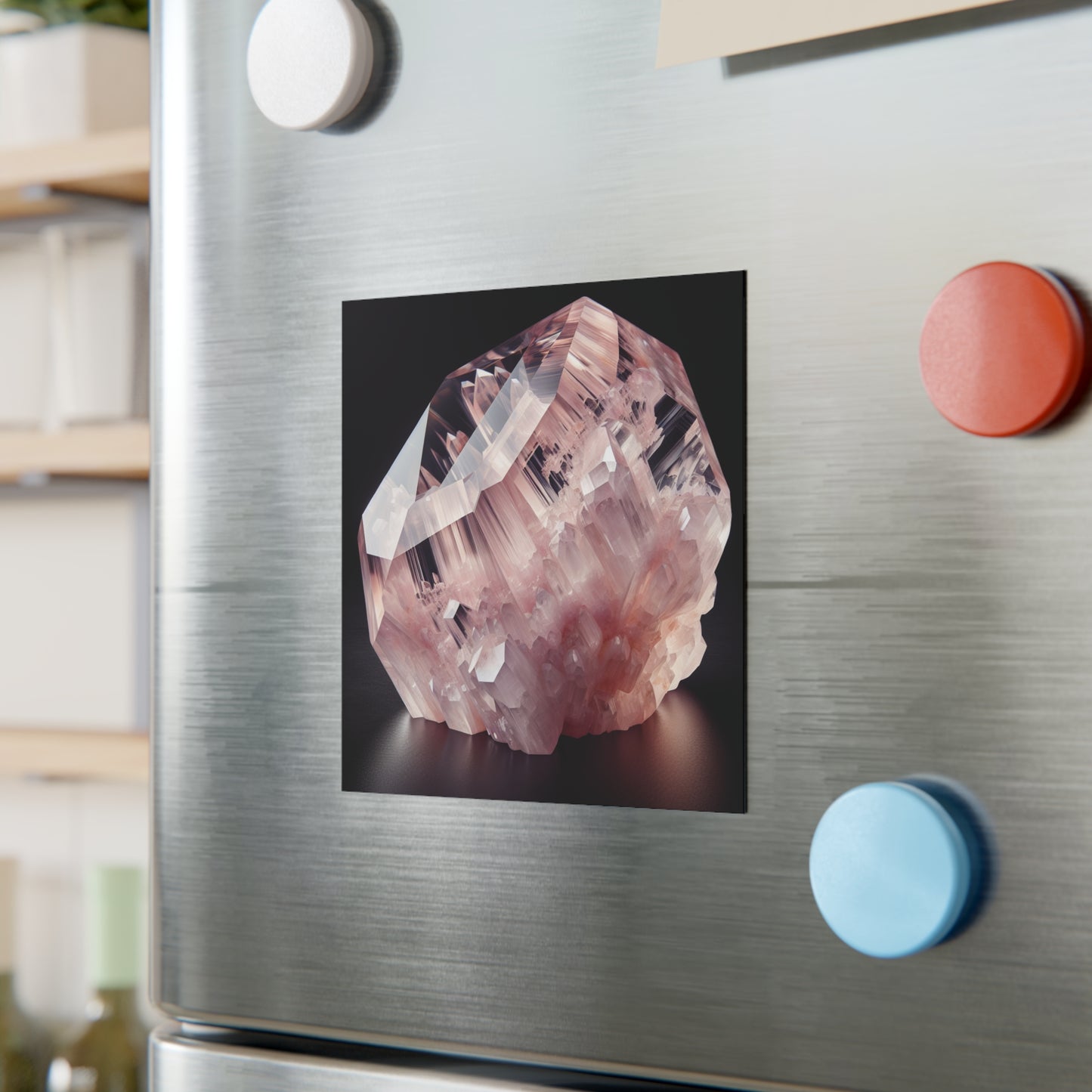 Square Magnet - Rose Quartz Crystal Design
