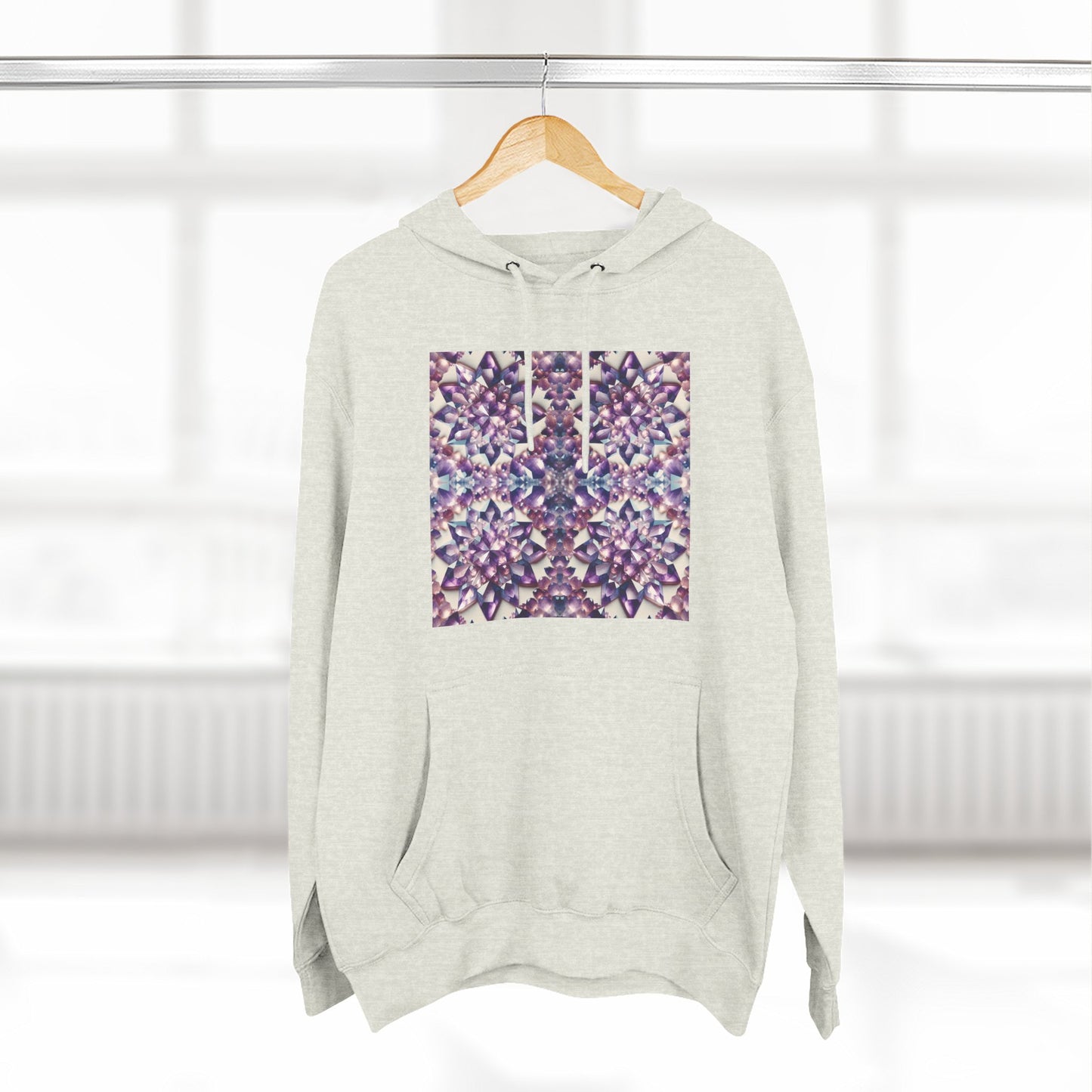 Fleece Hoodie - Amethyst Crystal Floral Design