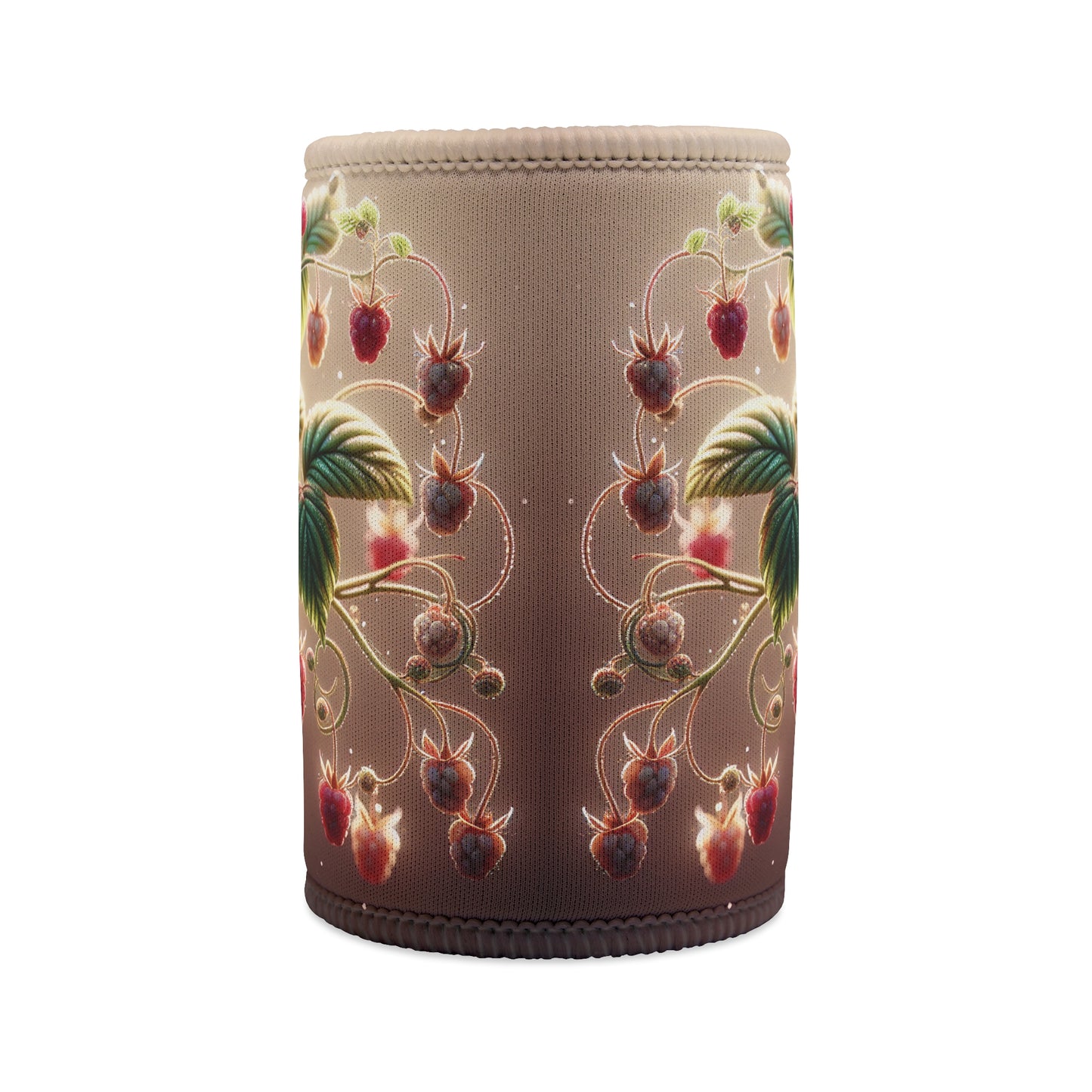 Raspberry Stubby Cooler, Drink Holder Sleeve for Cans and Bottles, Beverage Insulator, Summer Picnic Accessory, Fruit Pattern Gift