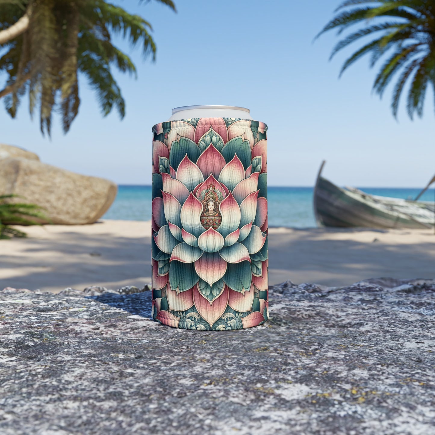 Stubby Cooler Lotus Flower Design