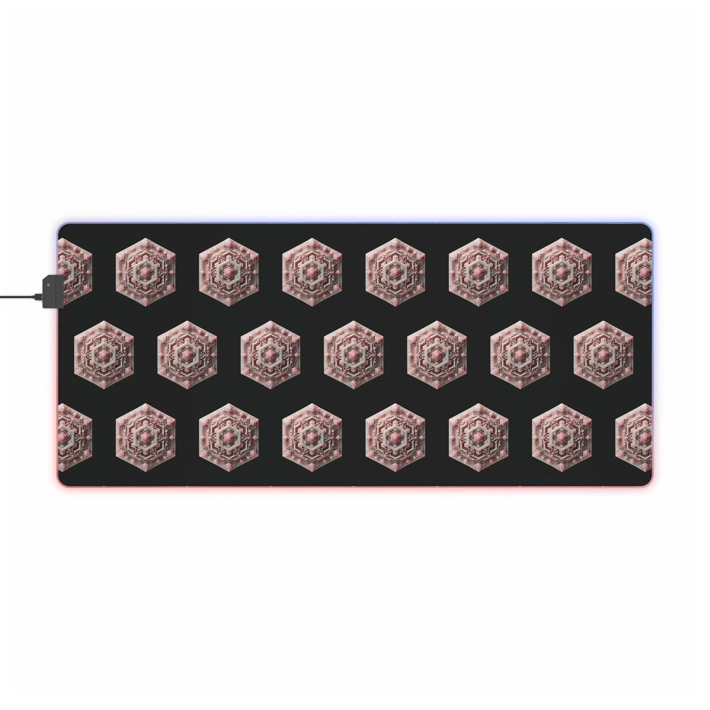 LED Gaming Mouse Pad - Geometric Rose Quartz Design