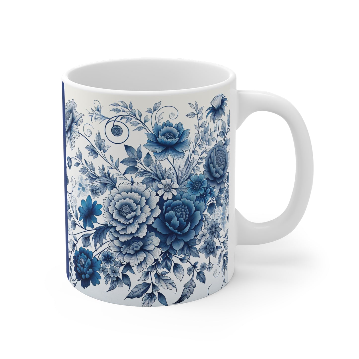 Elegant Floral Ceramic Mugs - Blue Blossom Design, Gift for Tea Lovers, Home Decor, Coffee Mug, Ceramic Drinkware