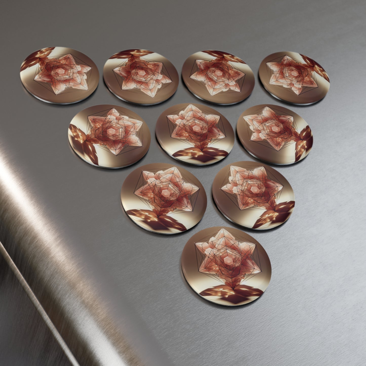 Button Magnet - Geometric Rose Quartz Design