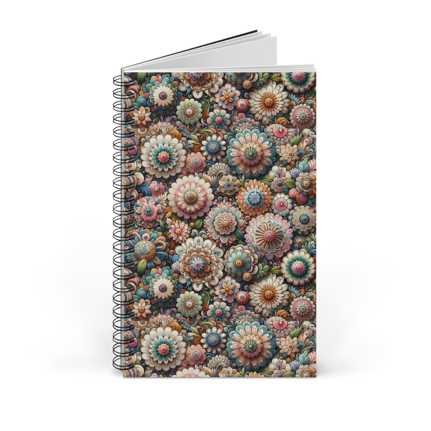 Pink Floral Spiral Journal, Notebook, Sketchbook, Diary, Bullet Journal, Cute Stationery