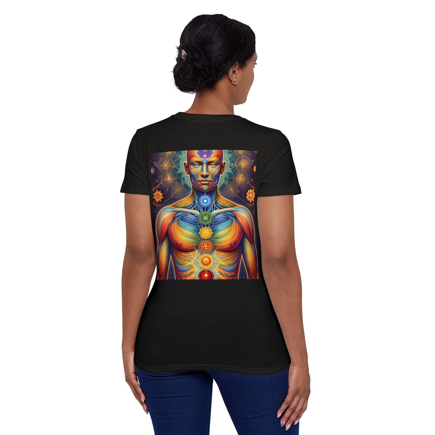 Women’s Organic Chakra Art T-Shirt - Vibrant Spiritual Design