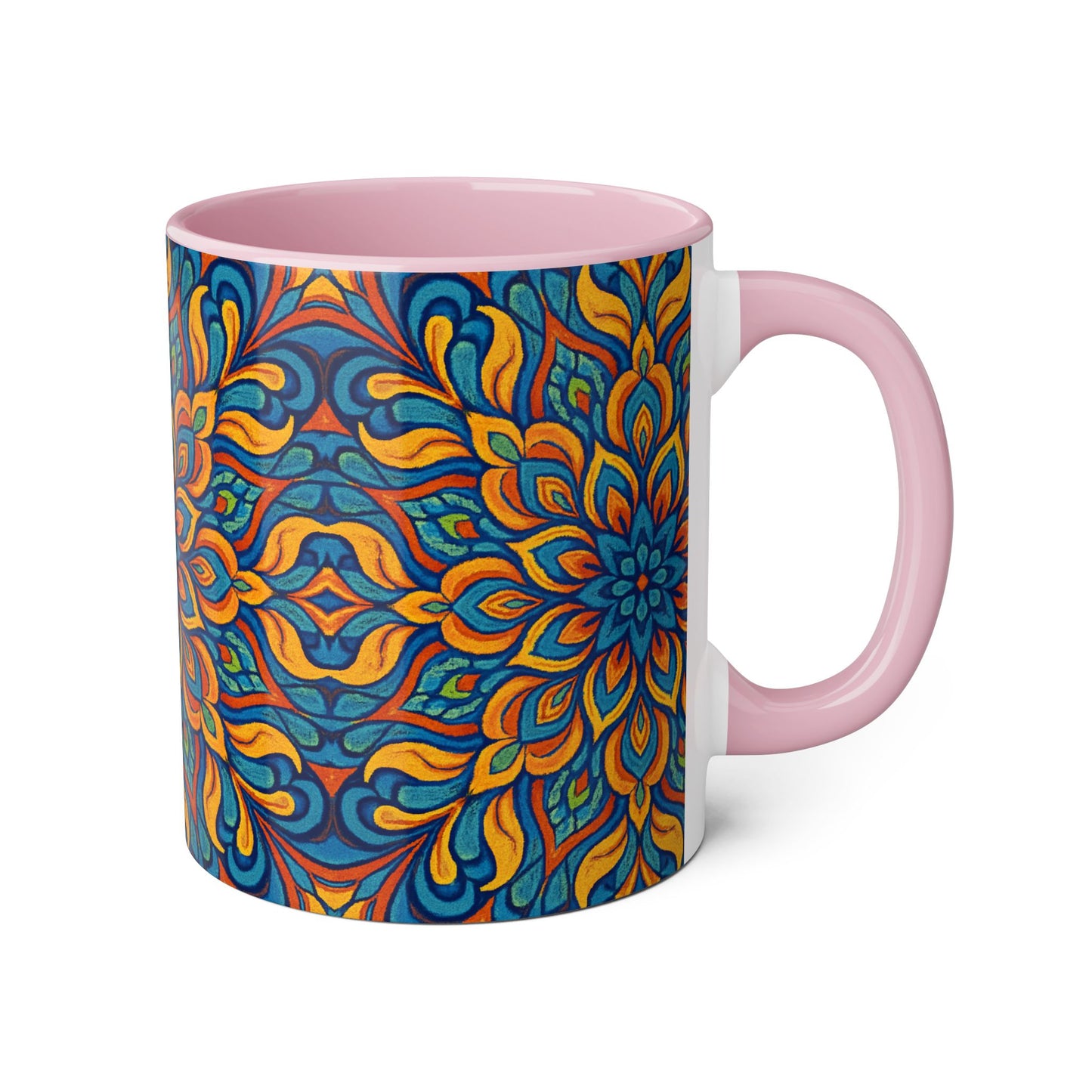 Kaleidoscope Accent Mug, Colorful Ceramic Coffee Cup, Unique Tea Mug, Boho Style Kitchen Decor, Psychedelic Drinkware, Hippie Gift Idea